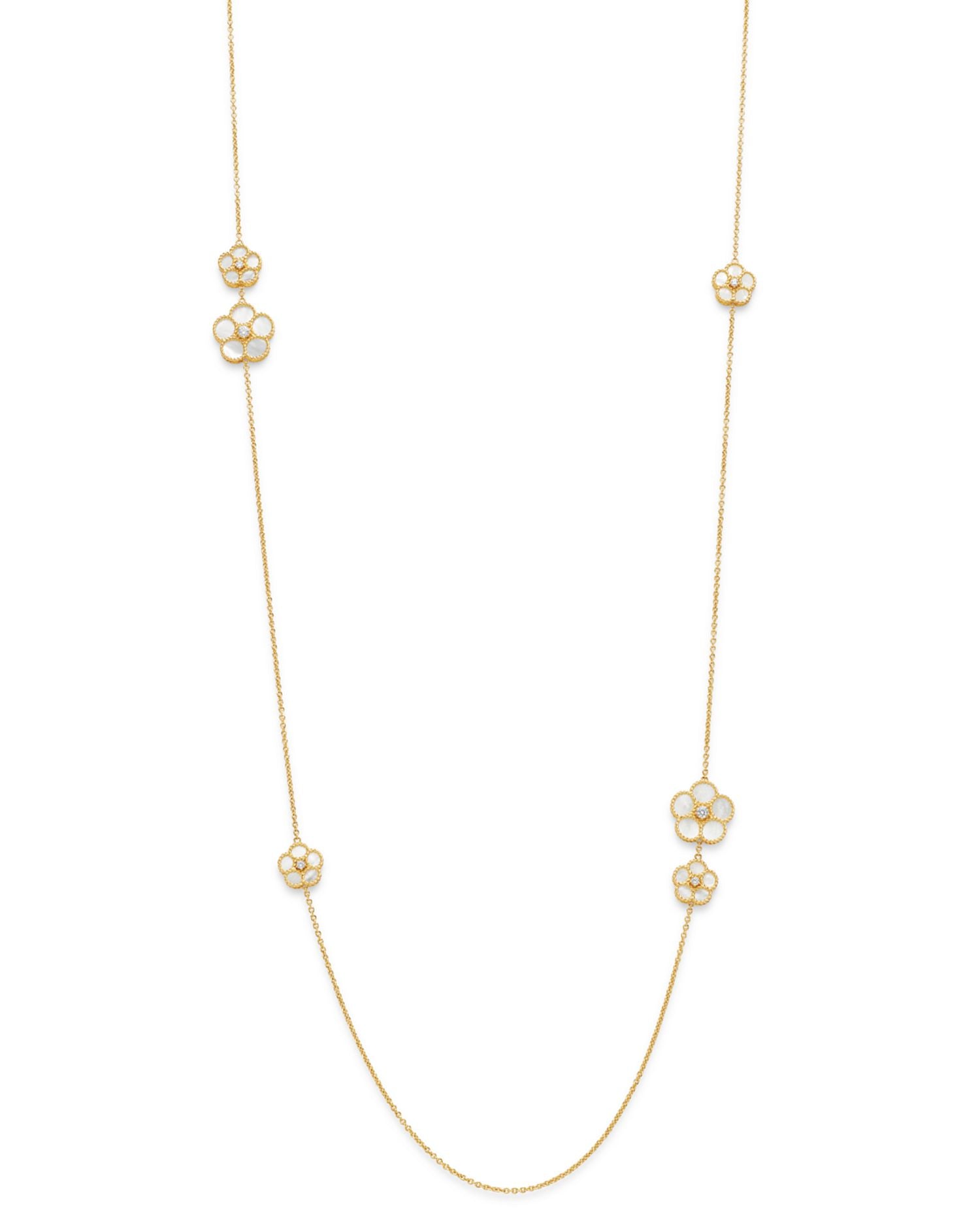 18K Yellow Gold Daisy Mother-of-Pearl & Diamond Station Necklace, 31' - Exclusive
