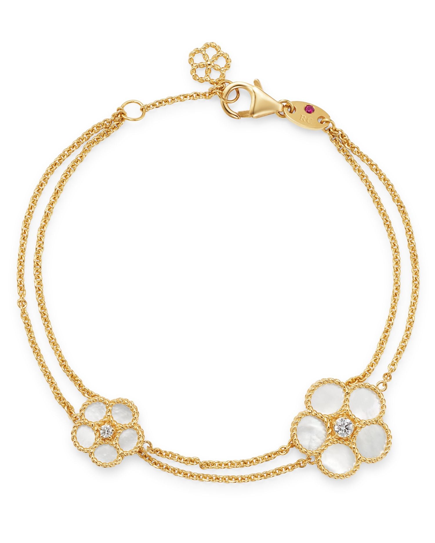 18K Yellow Gold Daisy Mother-of-Pearl & Diamond Bracelet - Exclusive