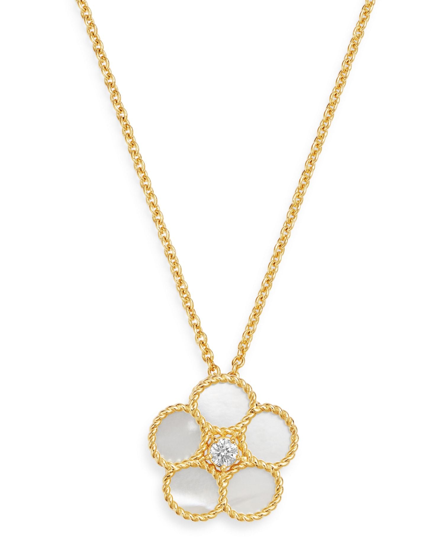 18K Yellow Gold Daisy Mother-of-Pearl & Diamond Pendant Necklace, 16' - Exclusive