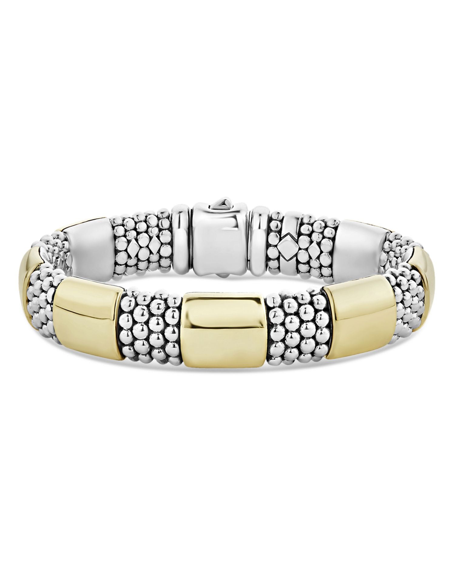 18K Yellow Gold & Sterling Silver High Bar Bracelet