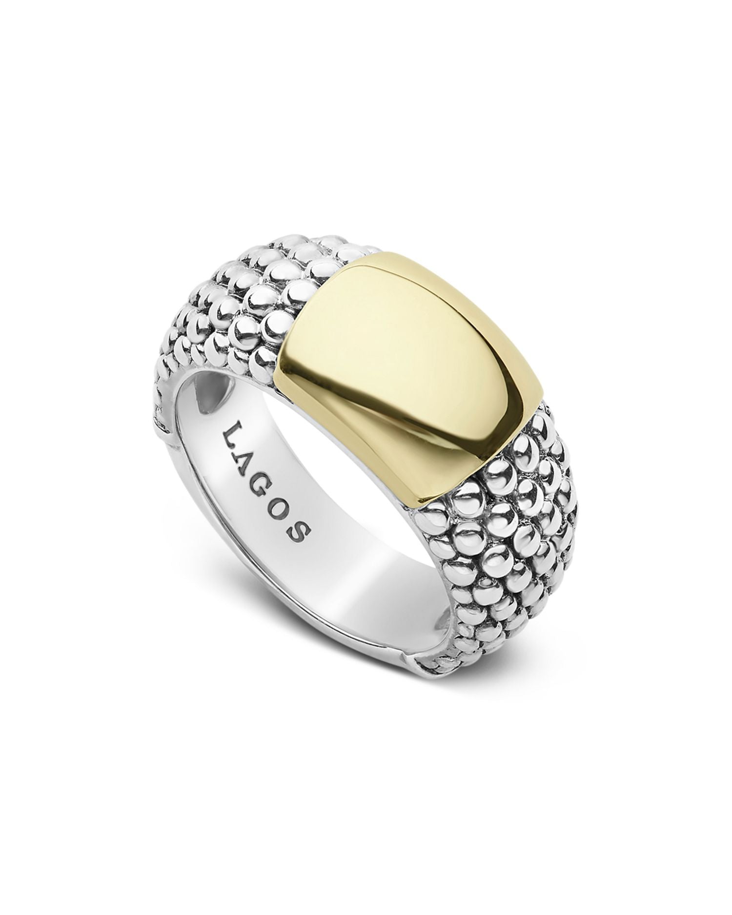 18K Yellow Gold & Sterling Silver High Bar Plate Ring