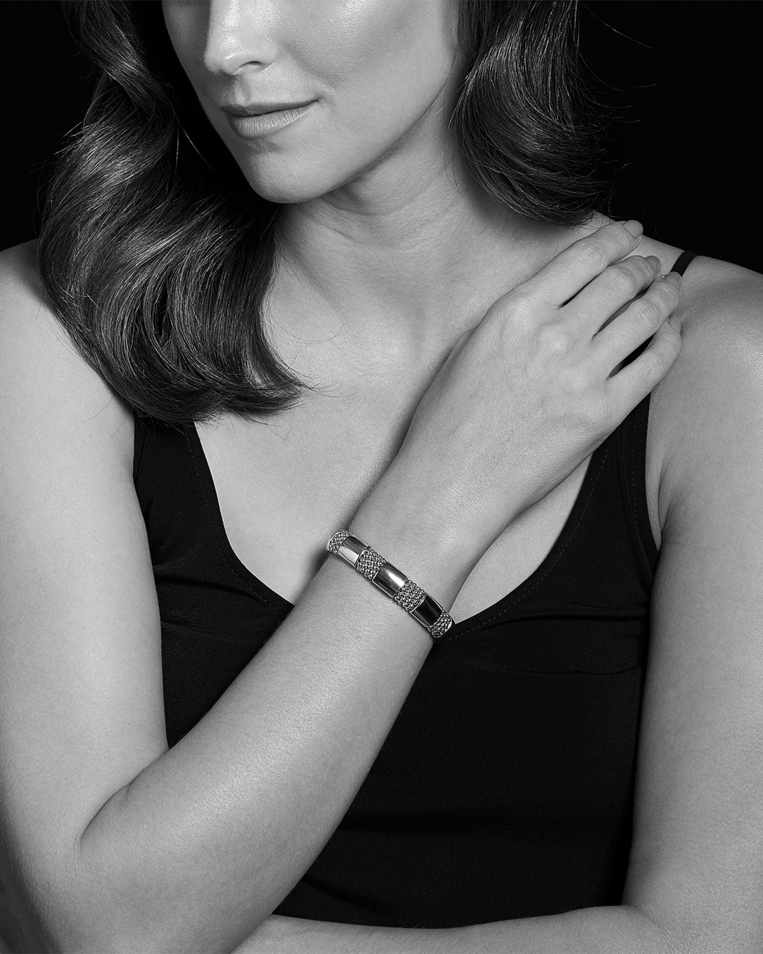 18K Yellow Gold & Sterling Silver High Bar Bracelet