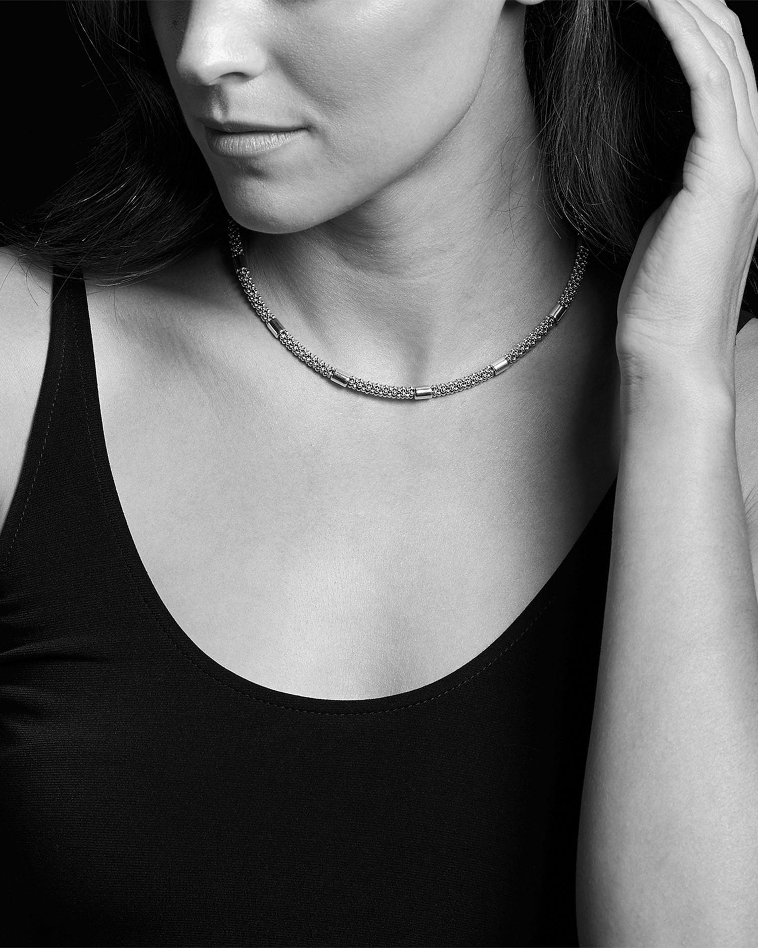 18K Yellow Gold & Sterling Silver High Bar Station Necklaces