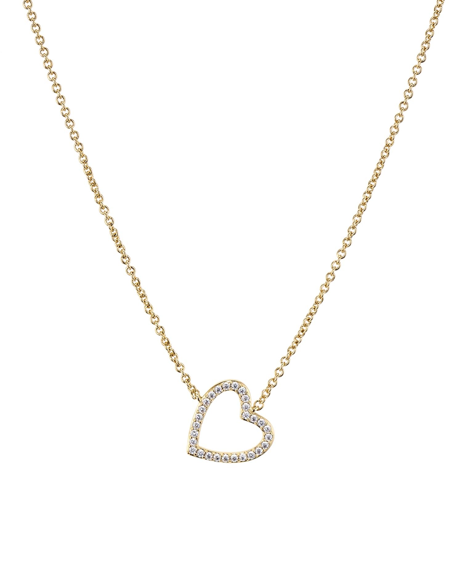 Valentine's Day Pavé Open Heart Necklace, 16'