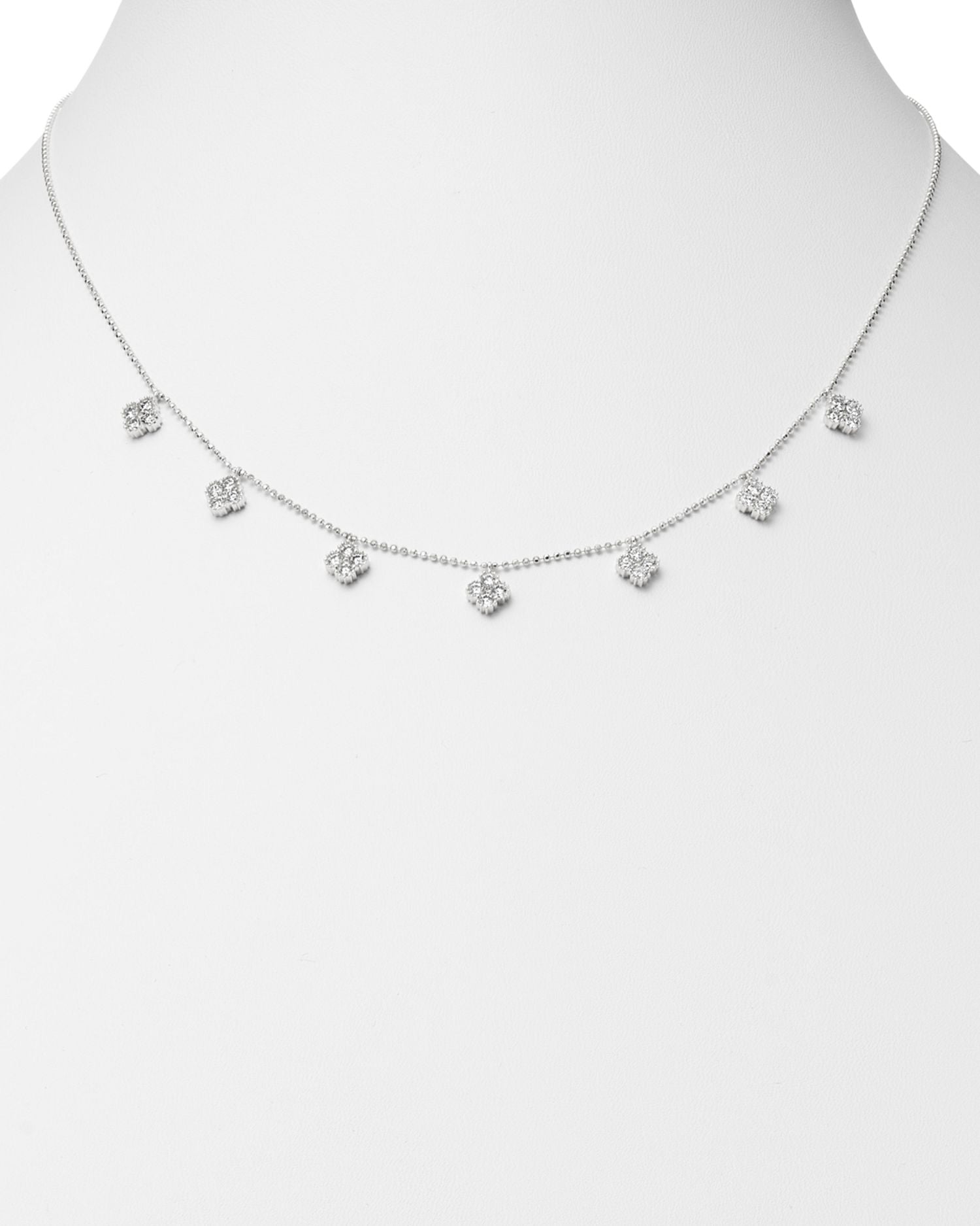 Diamond Clover Station Necklace in 14K White Gold, 1.0 ct. t.w. - Exclusive