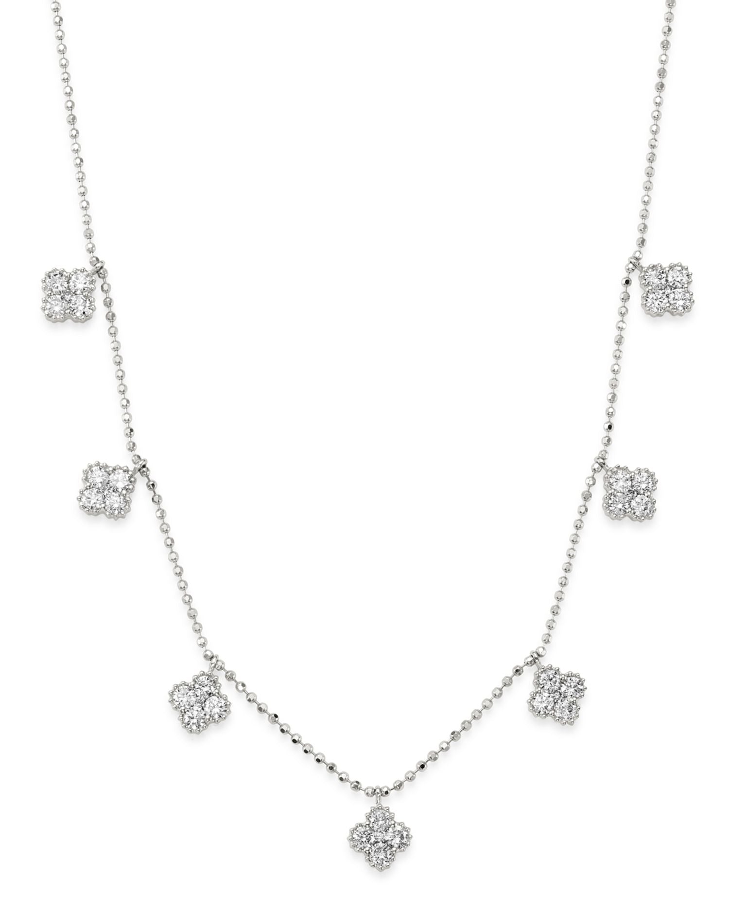 Diamond Clover Station Necklace in 14K White Gold, 1.0 ct. t.w. - Exclusive