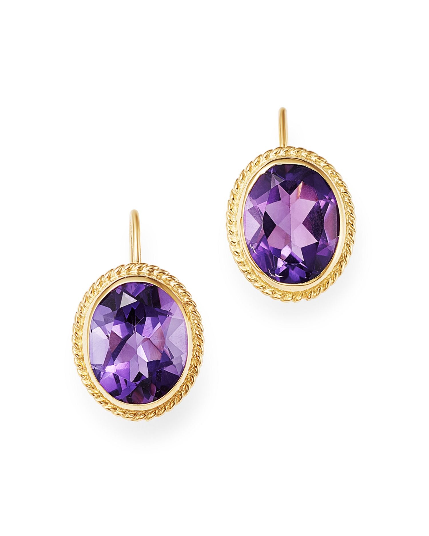 Amethyst Bezel-Set Earrings in 14K Yellow Gold - Exclusive