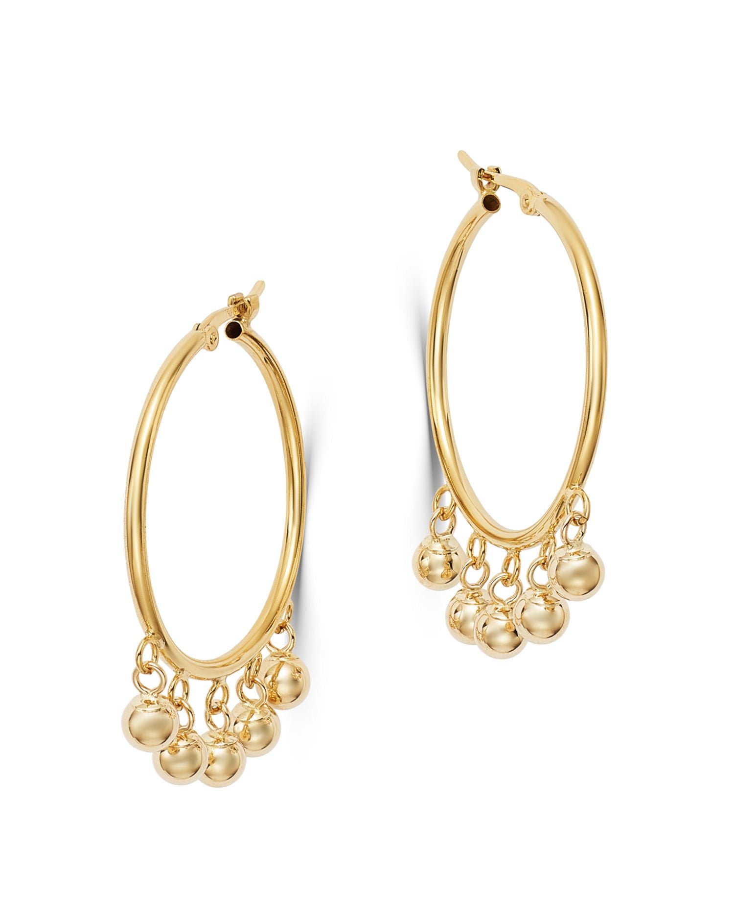 Dangling Spheres Hoop Earrings in 14K Yellow Gold - Exclusive
