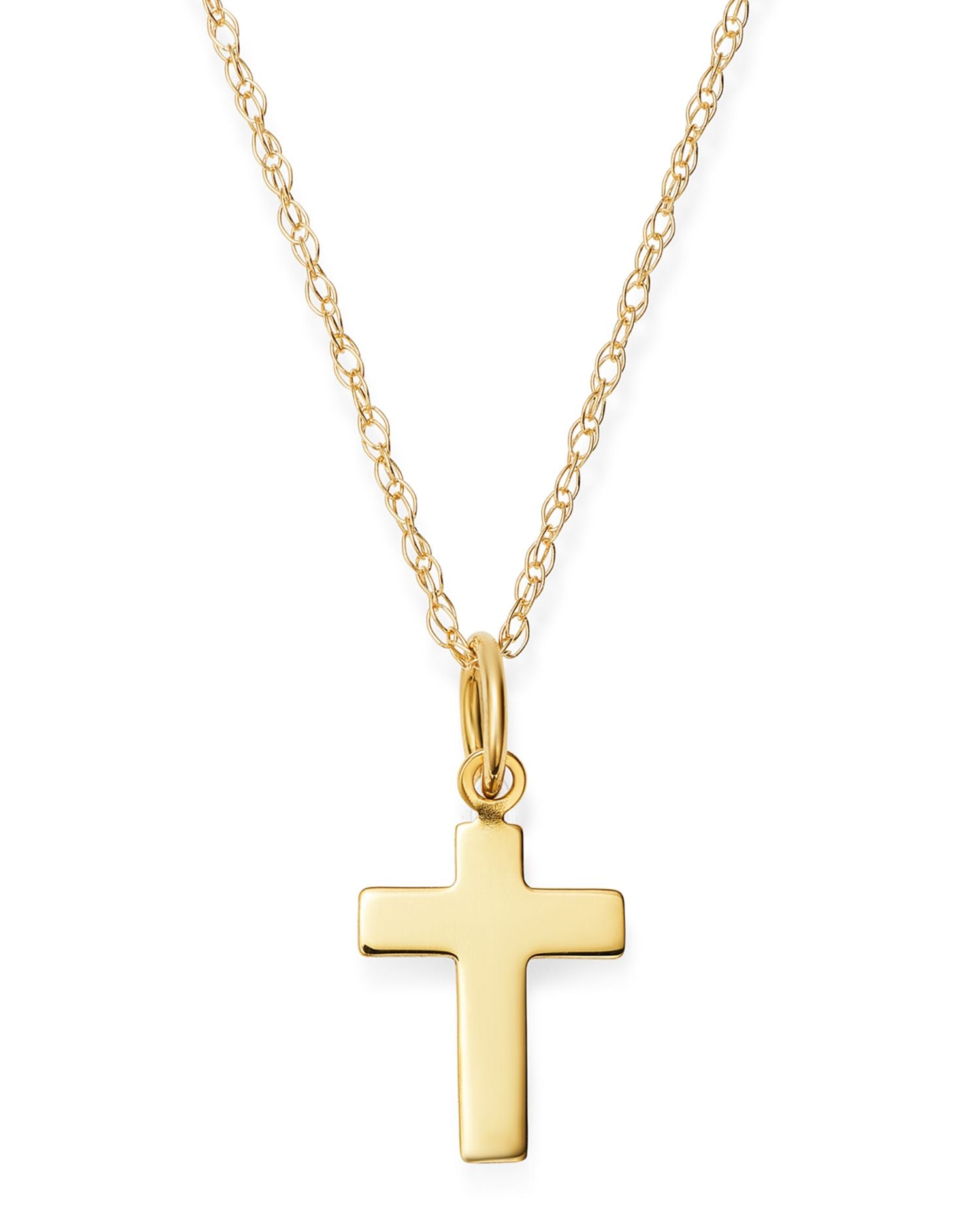 14K Yellow Gold Cross Pendant Necklace, 16'-18'