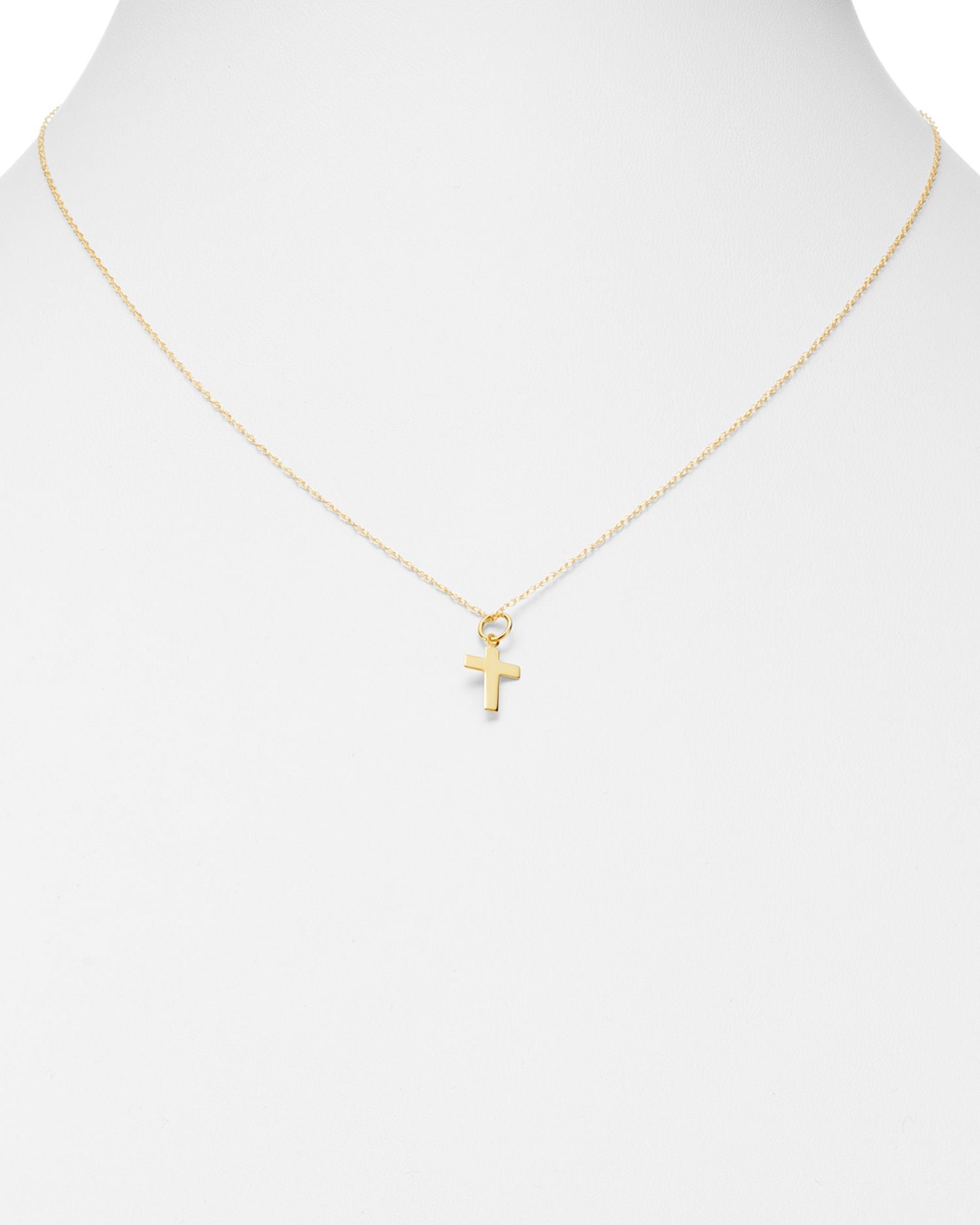 14K Yellow Gold Cross Pendant Necklace, 16'-18'