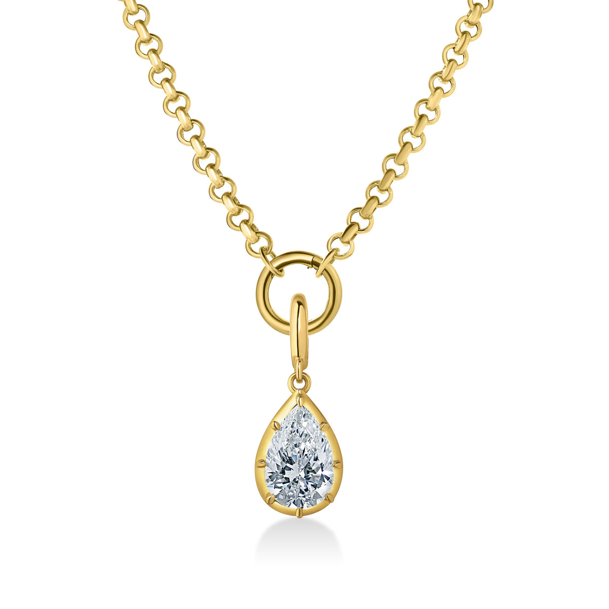 Georgian Pear Lab Diamond Rolo Necklace