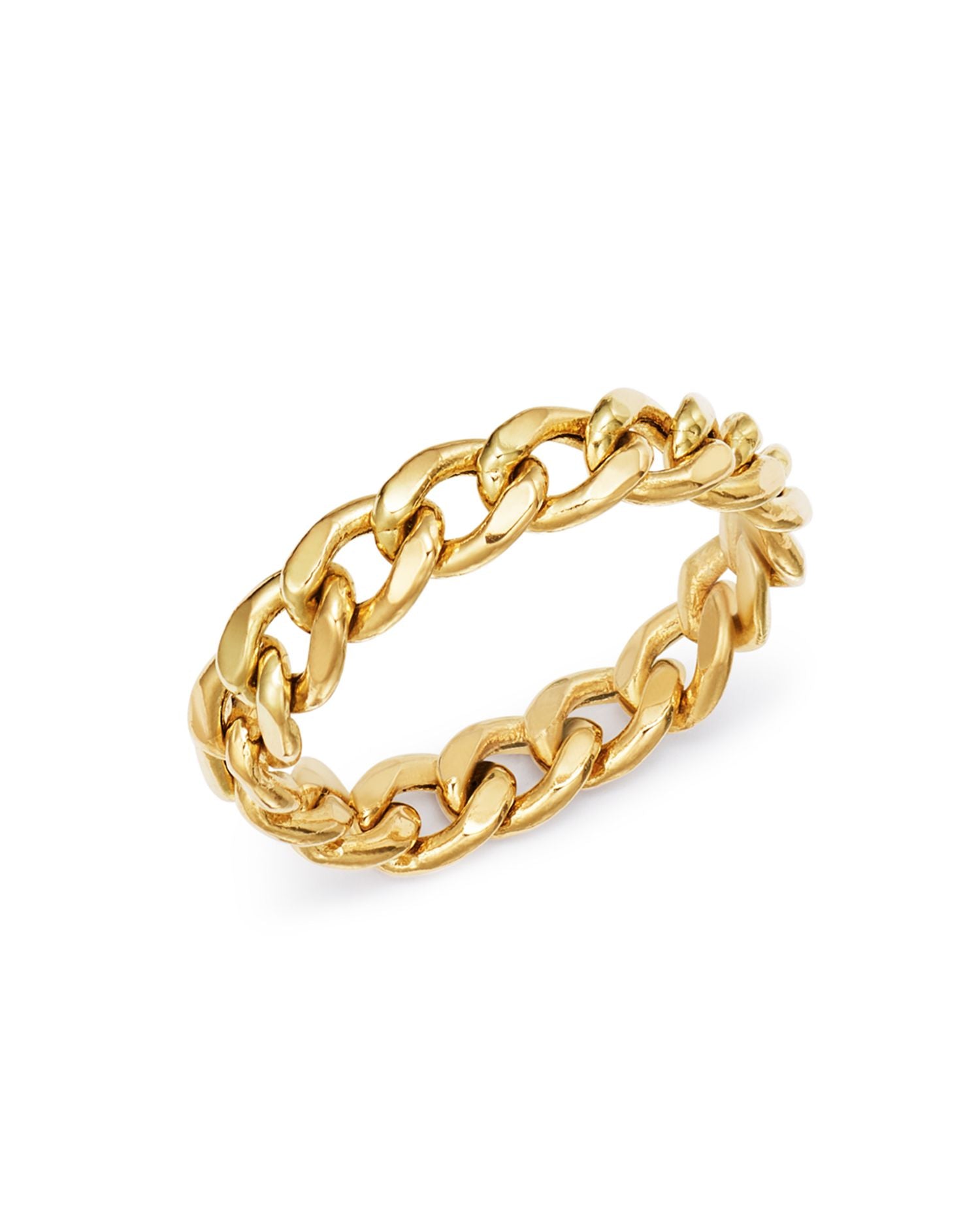 14K Yellow Gold Medium Hollow Curb Chain Ring