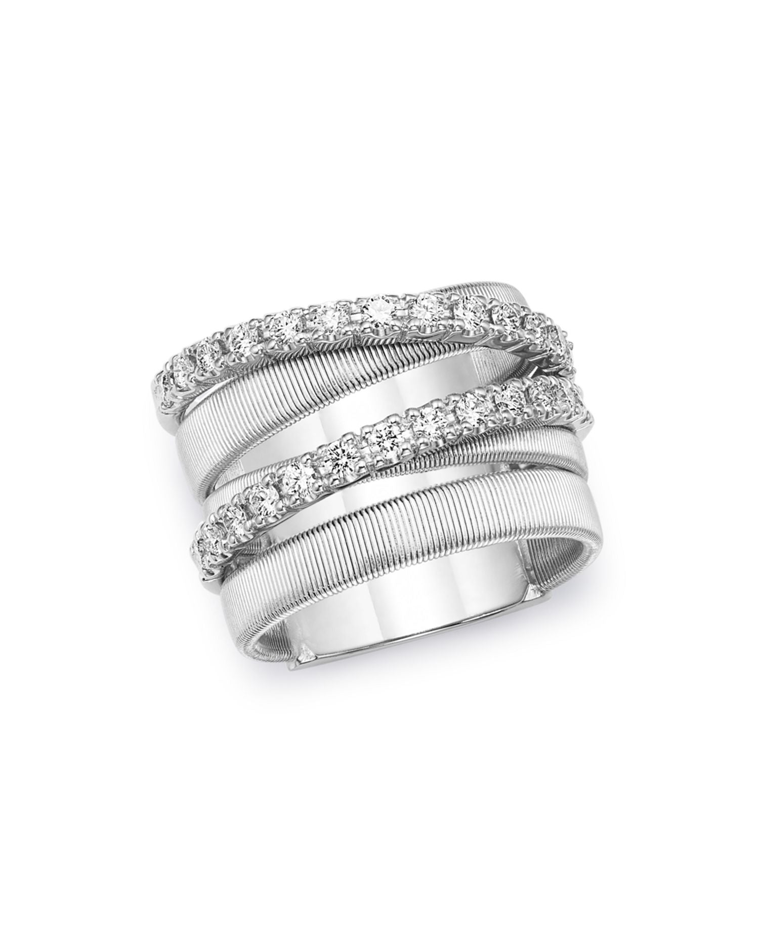 18K White Gold Masai Diamond Crossover Ring