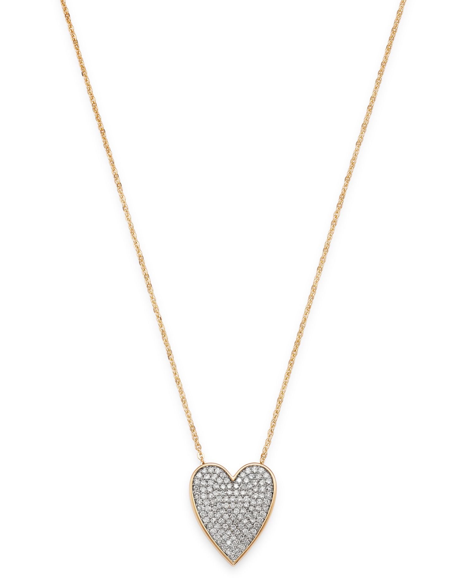 Pavé Diamond Heart Pendant Necklace in 14K Yellow Gold, 0.50 ct. t.w. - Exclusive