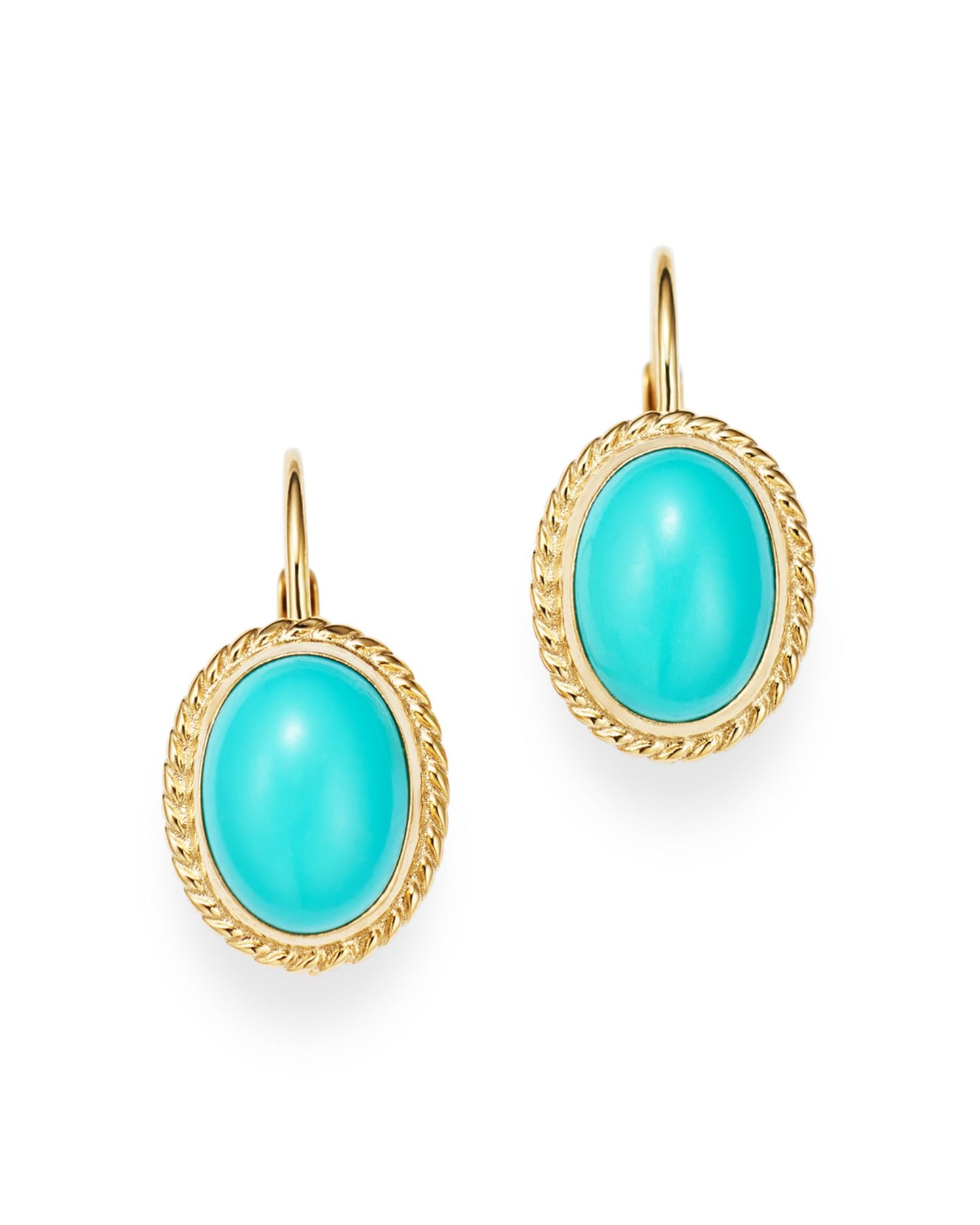 Turquoise Bezel Set Earrings in 14K Yellow Gold - Exclusive