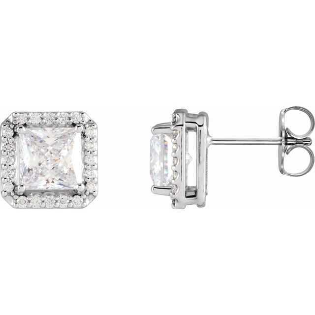 1.6Ct Lab-grown and Natural Diamond Halo Earrings in 14K Yellow Gold