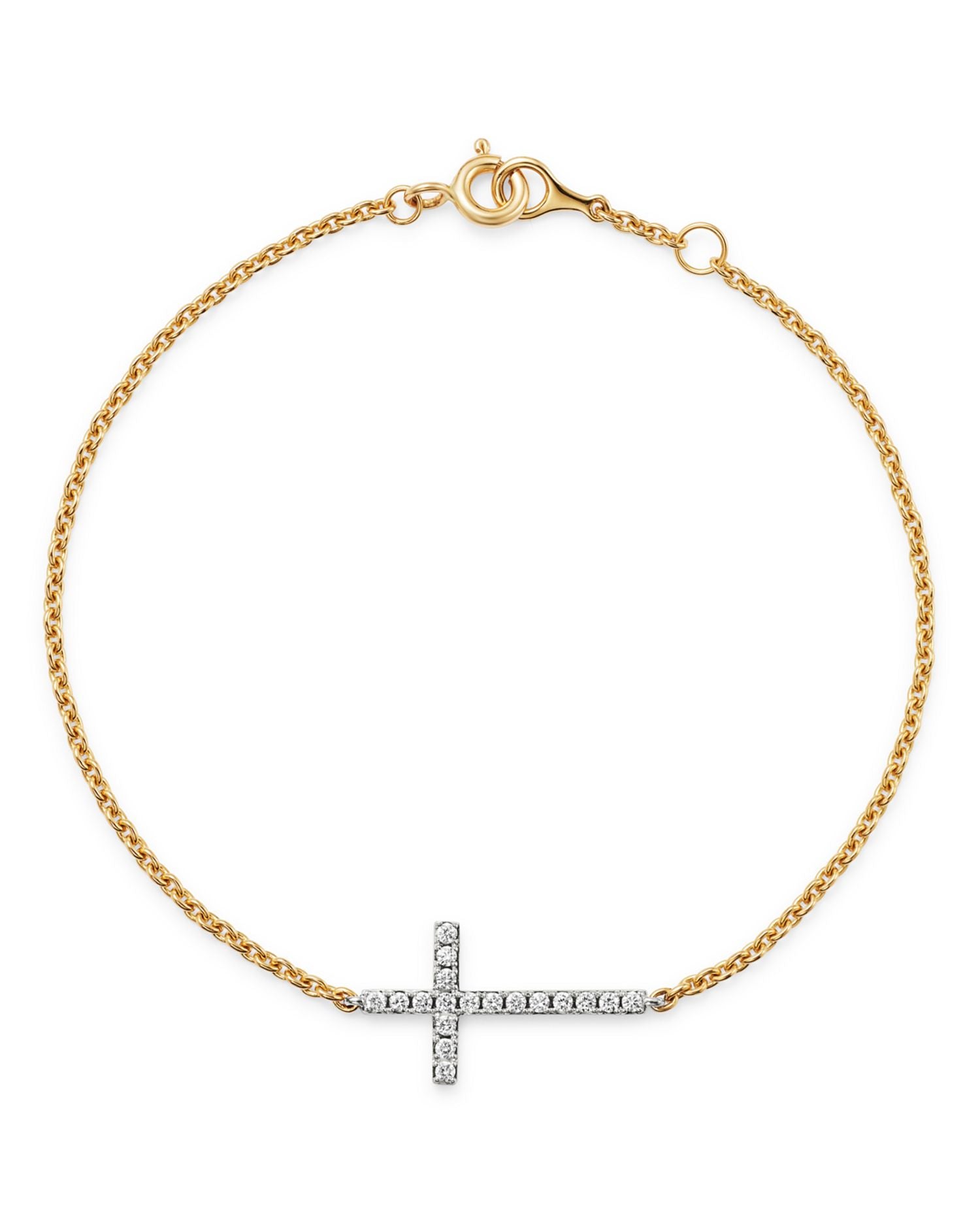 Diamond Cross Bracelet in 14K Yellow & White Gold, 0.15 ct. t.w. - Exclusive