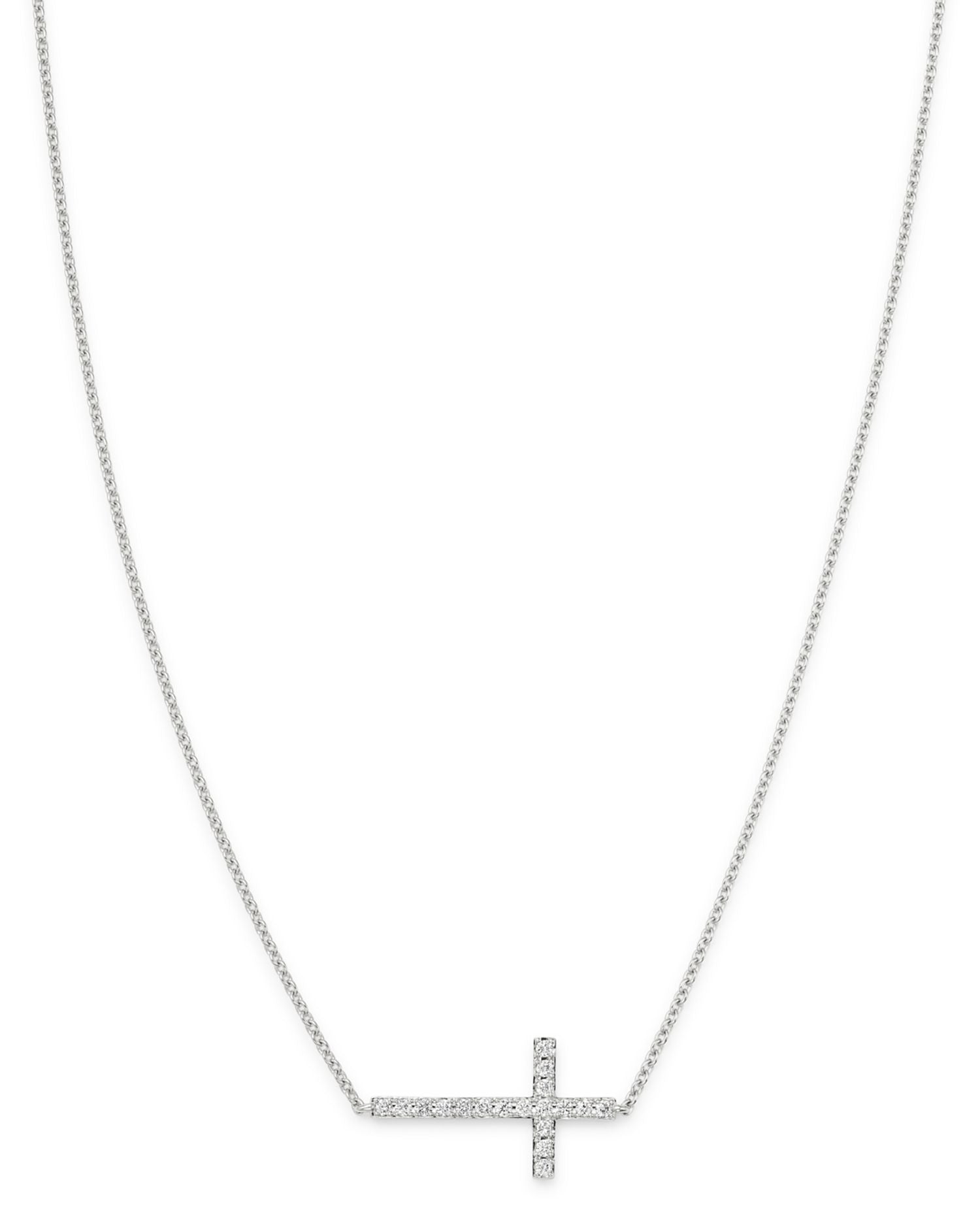 Diamond Cross Necklace in 14K White Gold, 0.15 ct. t.w. - Exclusive