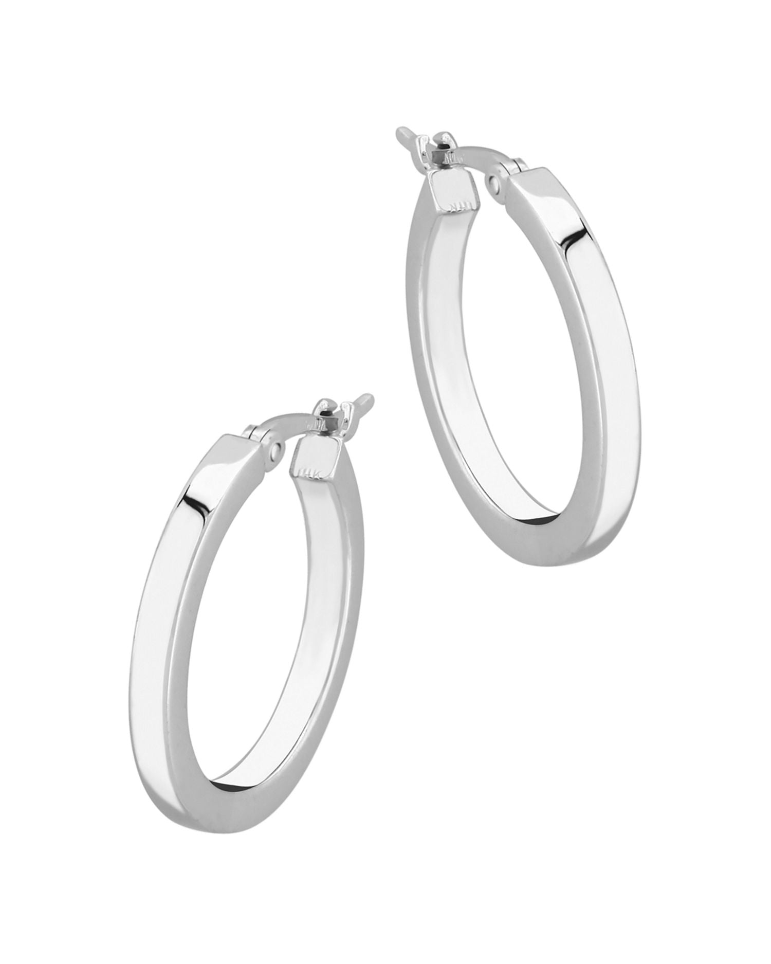 Small Square Tube Hoop Earrings in 14K White Gold - Exclusive