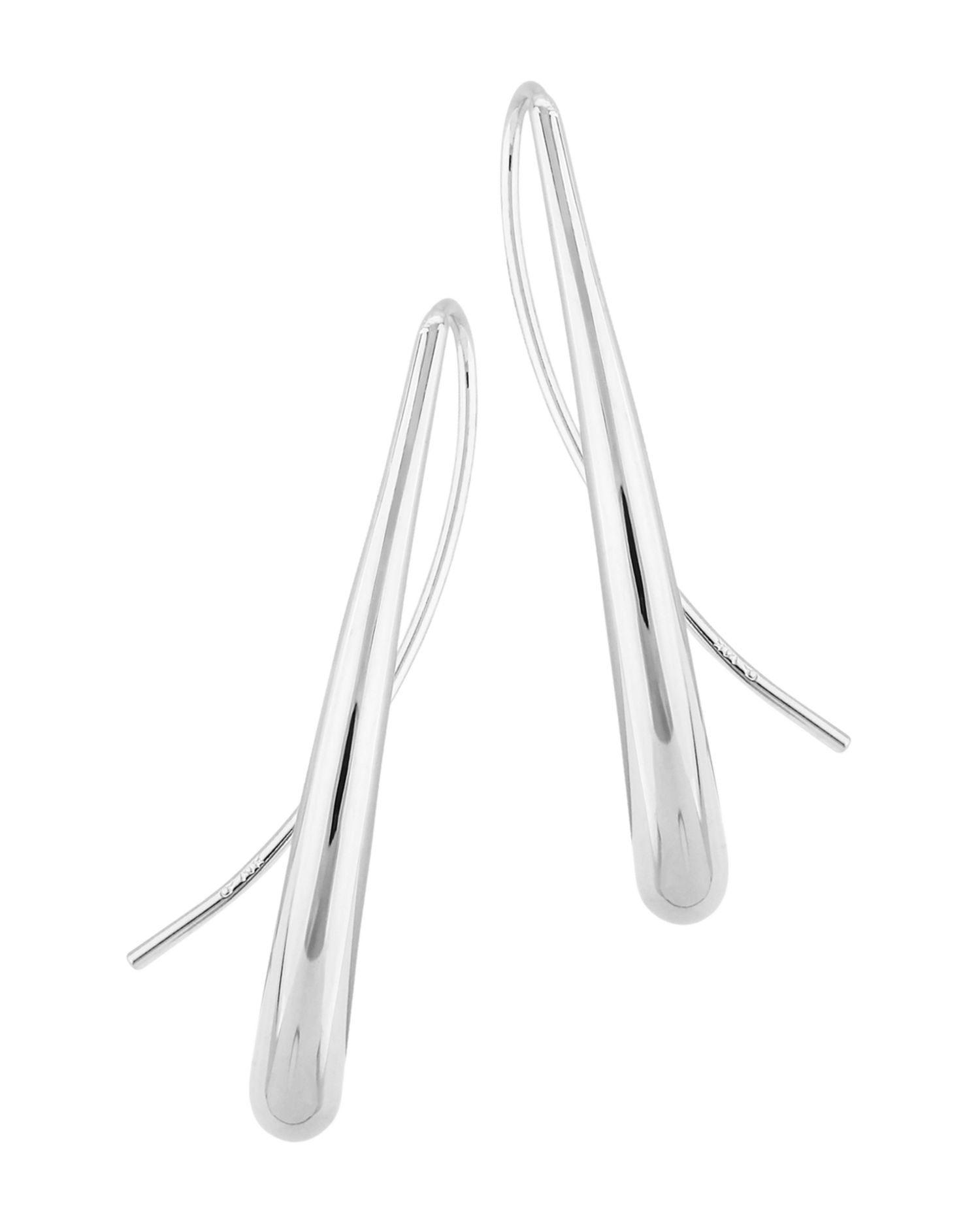 Long Teardrop Threader Earrings in 14K White Gold - Exclusive