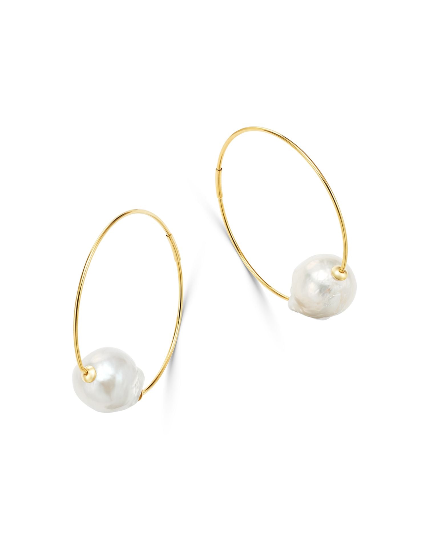 Baroque Cultured Pearl Hoop Earrings in 14K Yellow Gold - Exclusive