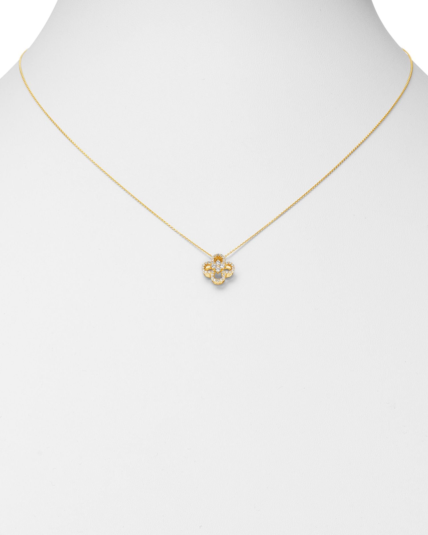 Diamond Clover Pendant Necklace in 14K Yellow Gold, 0.15 ct. t.w. - Exclusive