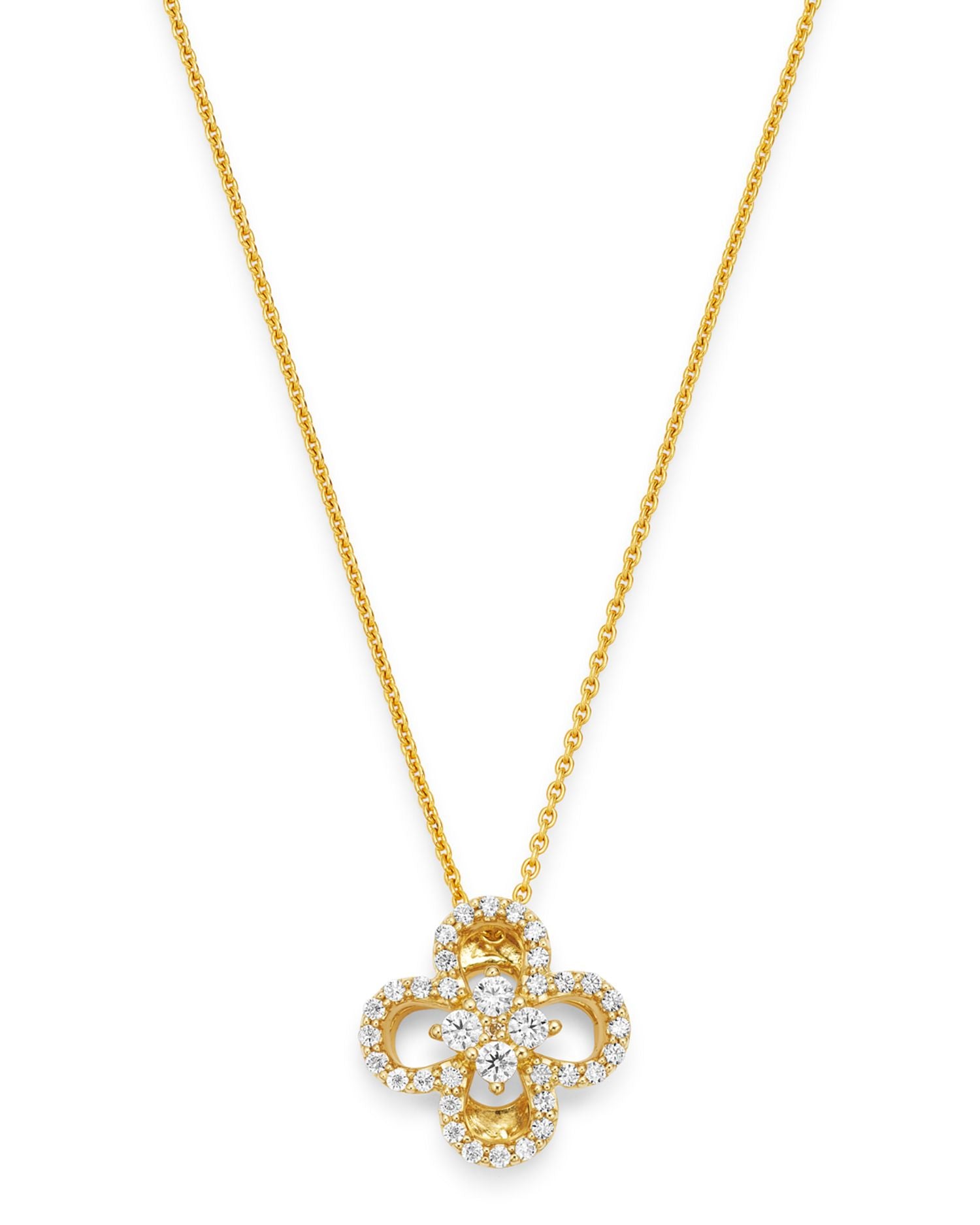 Diamond Clover Pendant Necklace in 14K Yellow Gold, 0.15 ct. t.w. - Exclusive