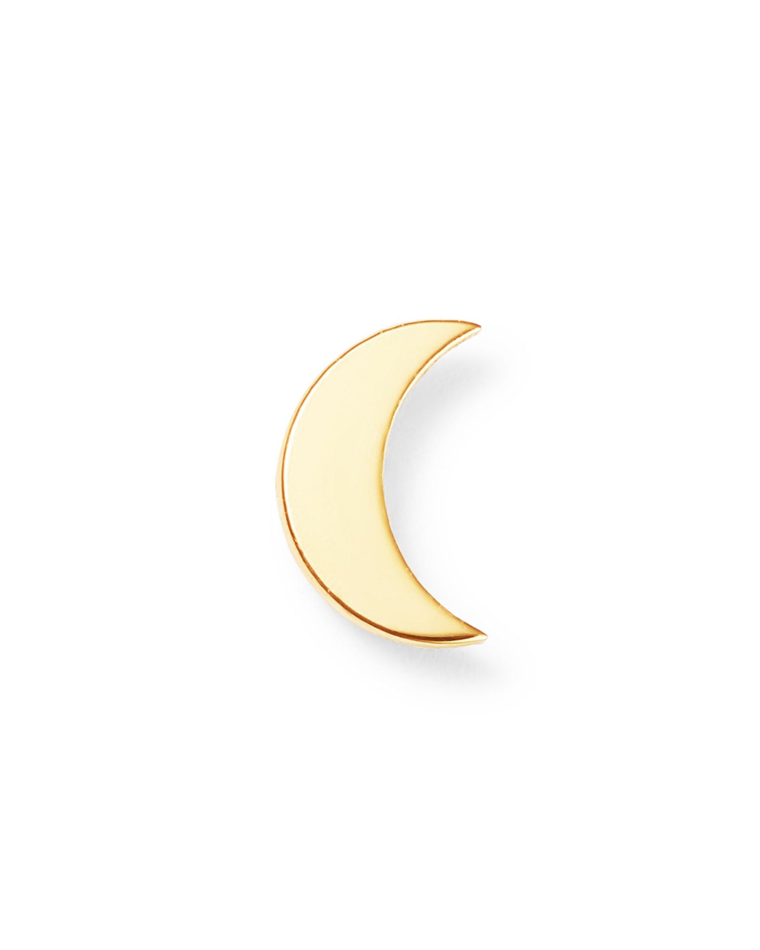 14K Yellow Gold Single Itty Bitty Crescent Moon Stud Earring