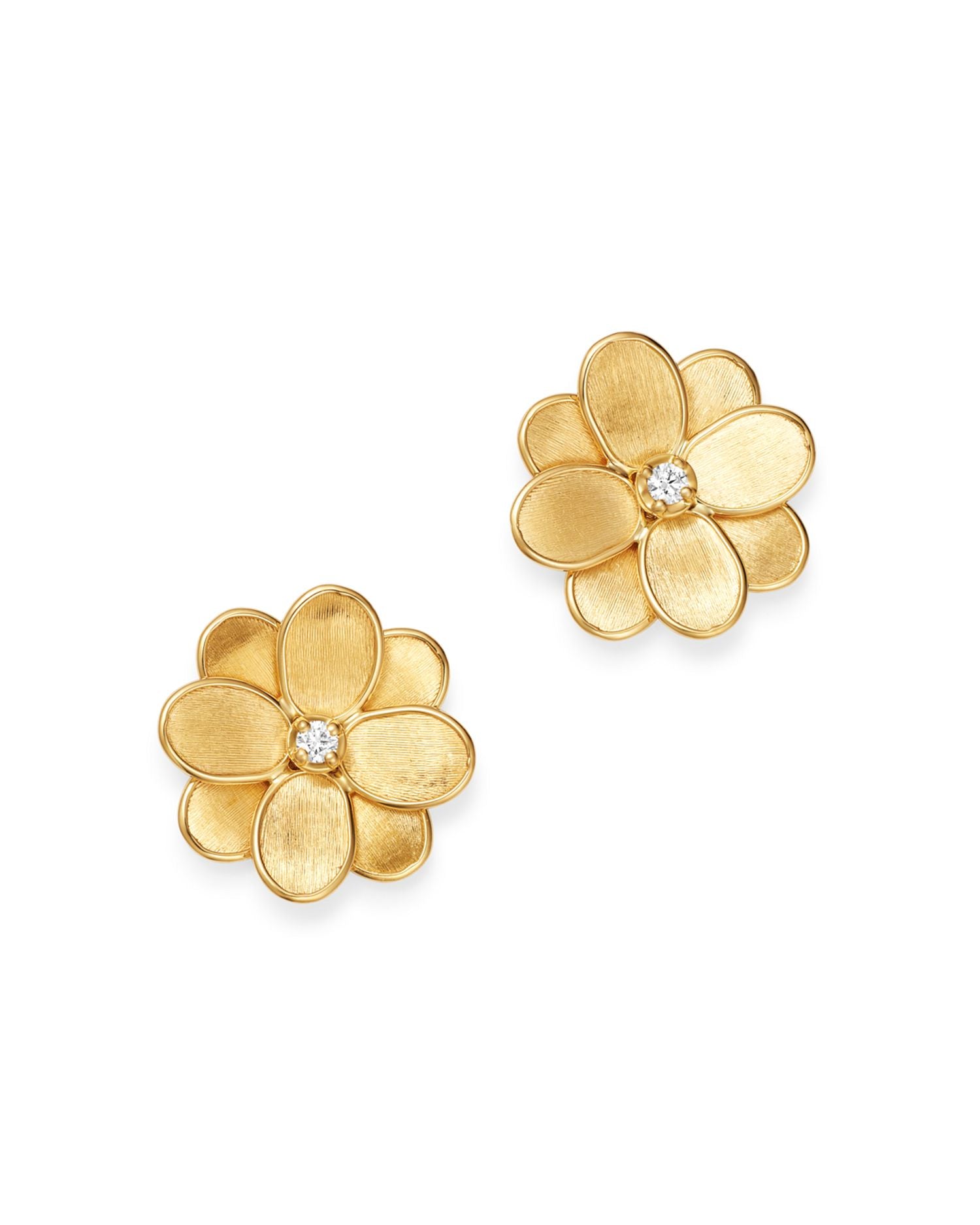18K Yellow Gold Petali Diamond Flower Stud Earrings