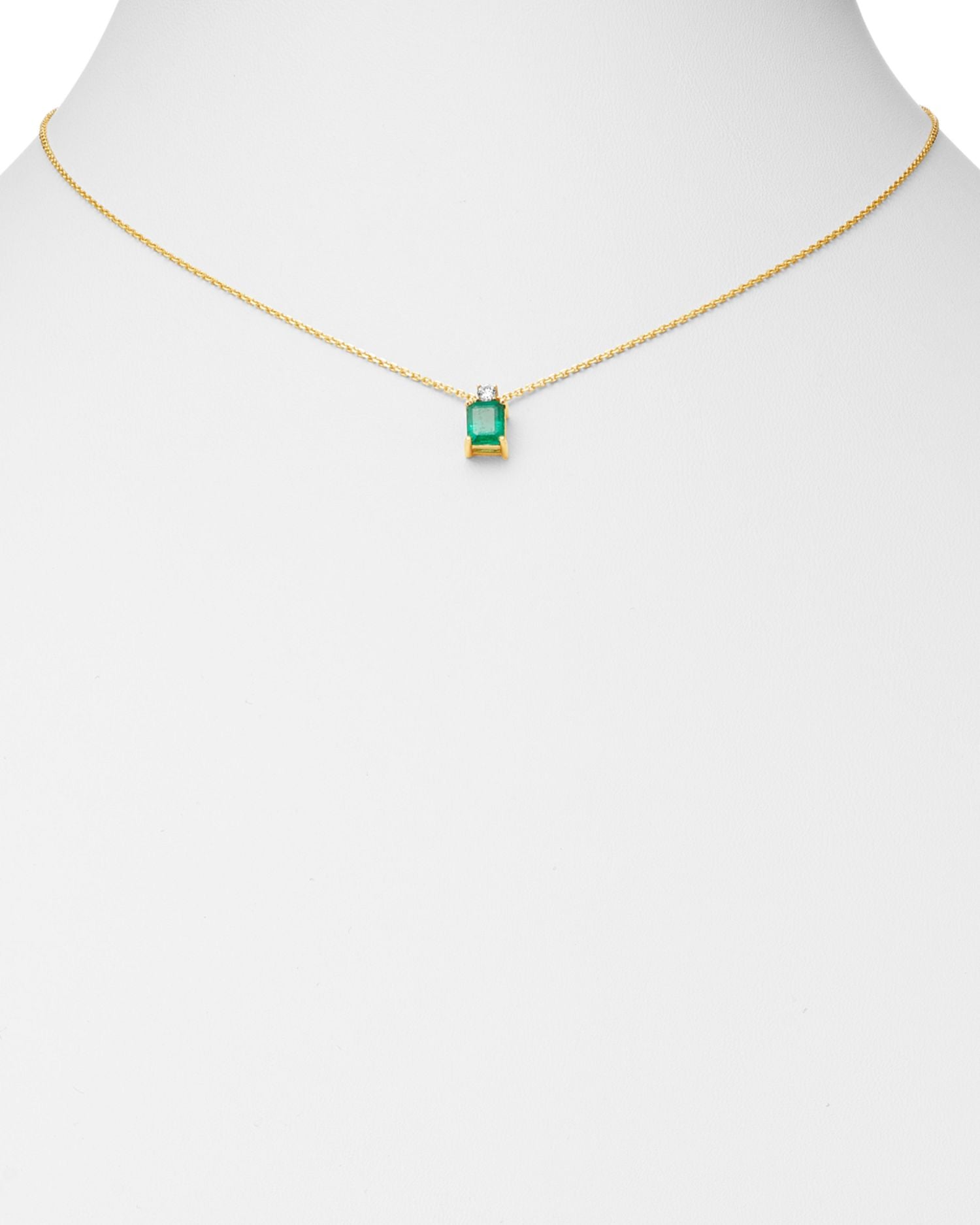 Emerald & Diamond Pendant Necklace in 14K Yellow Gold, 16' - Exclusive
