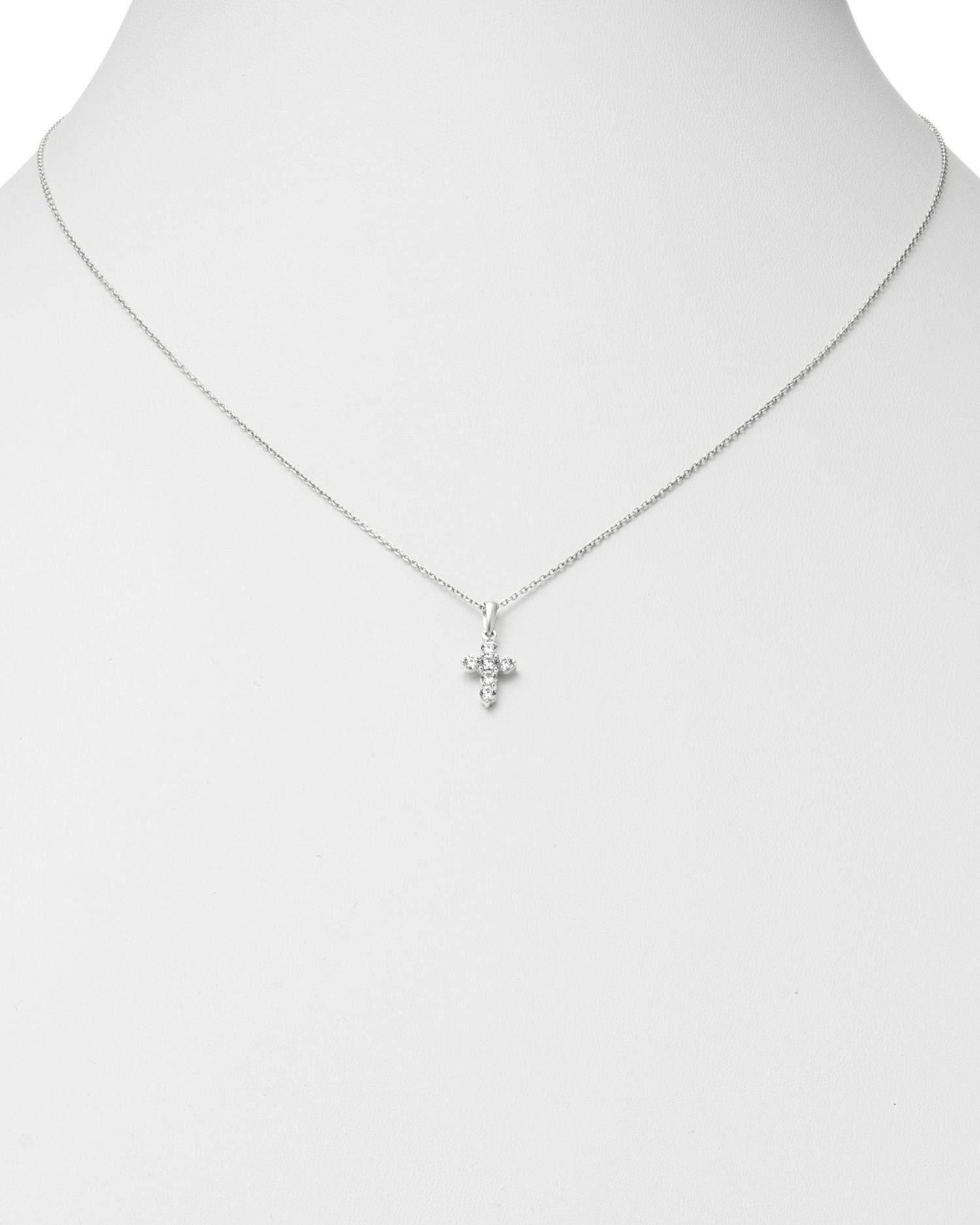 Diamond Mini Cross Pendant Necklace in 14K White Gold, 0.25 ct. t.w. - Exclusive