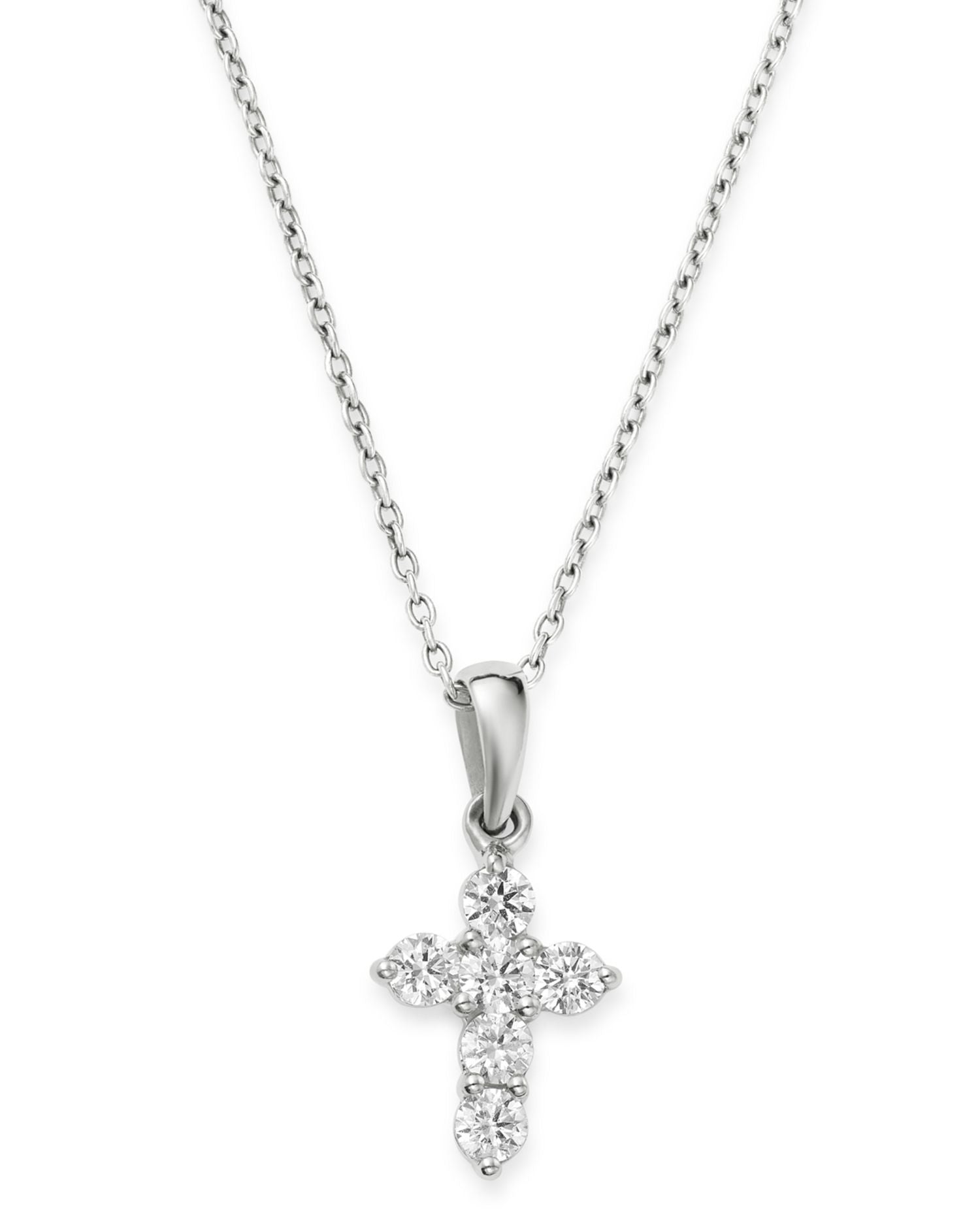 Diamond Mini Cross Pendant Necklace in 14K White Gold, 0.25 ct. t.w. - Exclusive