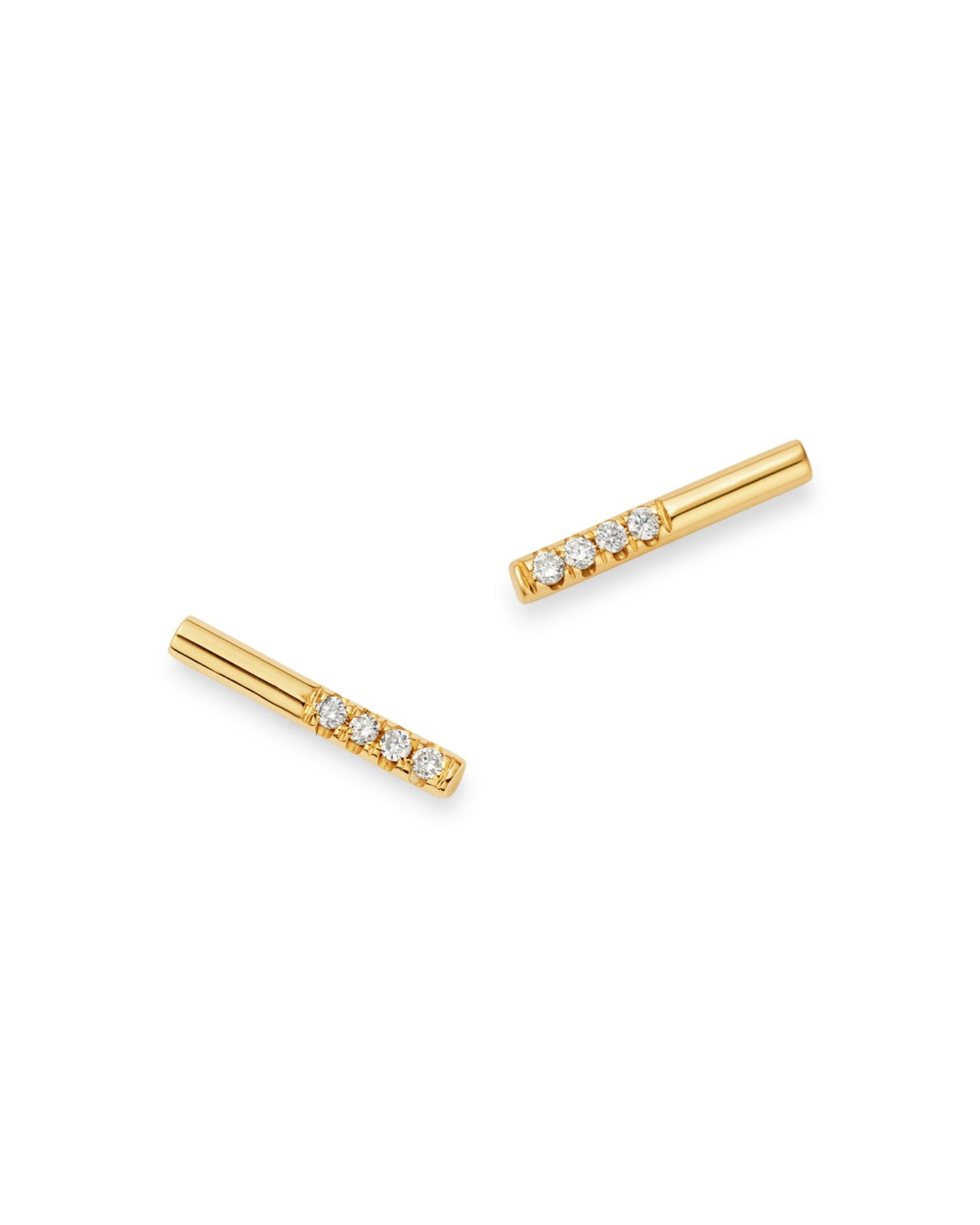 14K Yellow Gold Diamond Wire Stud Earrings