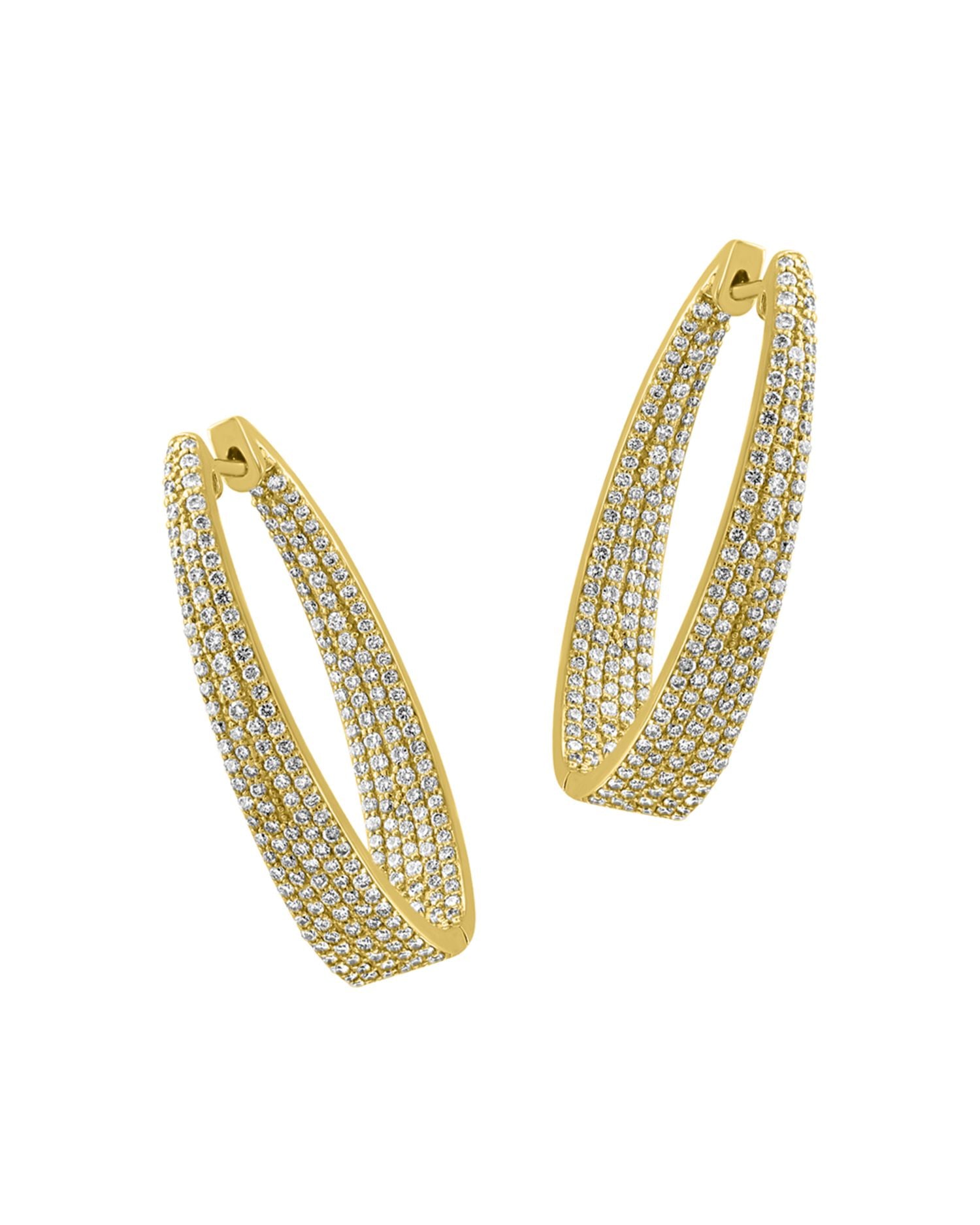 Diamond Inside-Out Oval Hoop Earrings in 14K Yellow Gold, 2.30 ct. t.w. - Exclusive