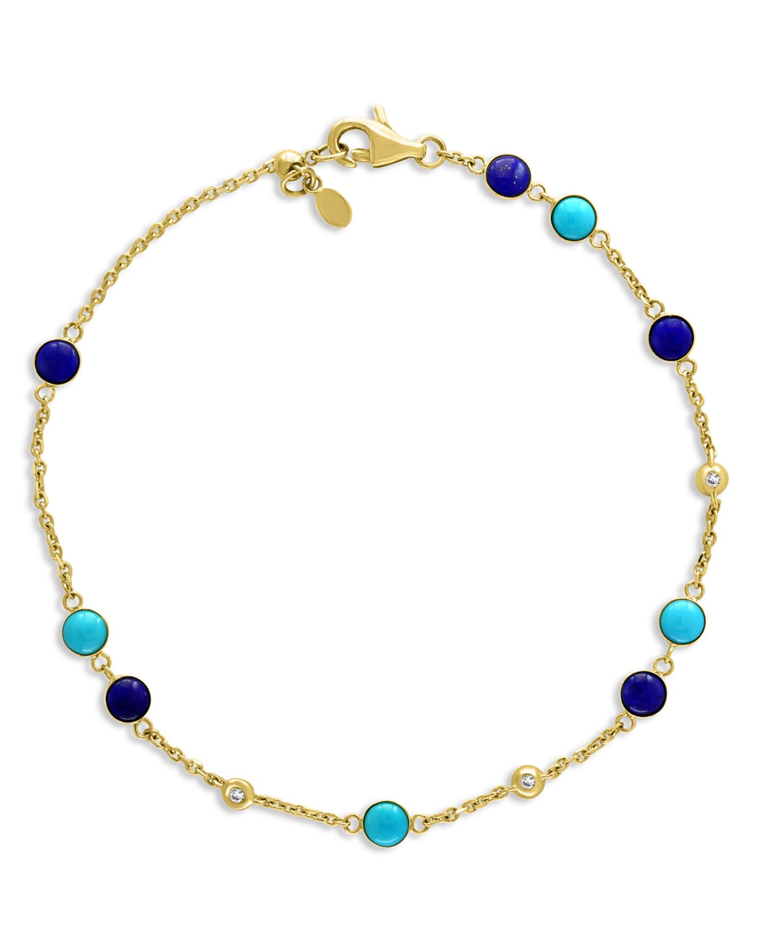 Lapis Lazuli, Turquoise & Diamond Accent Bracelet in 14K Yellow Gold - Exclusive