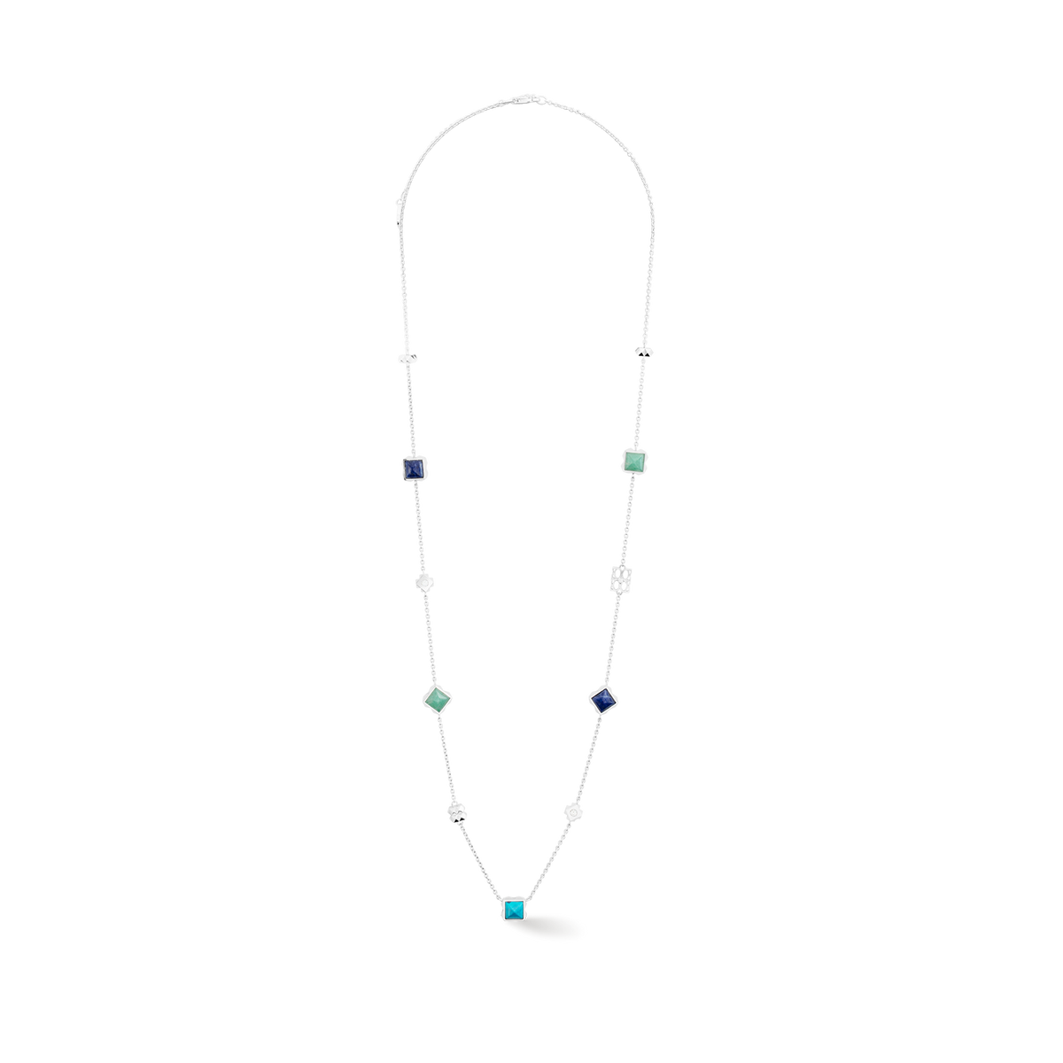 STATION Collection necklace long silver-blue