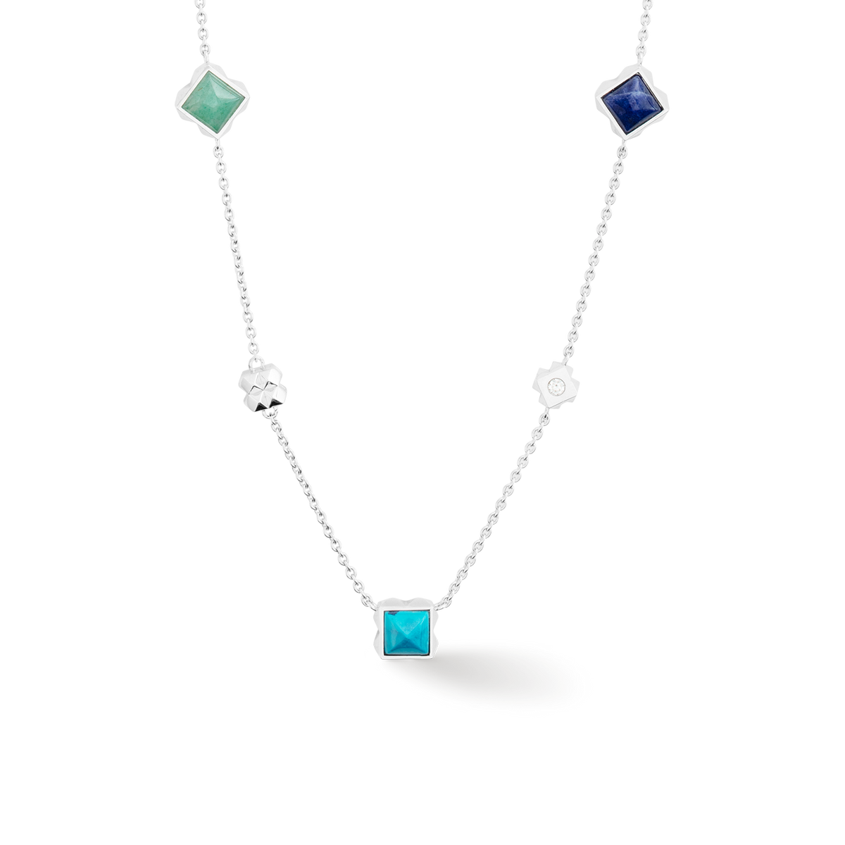 STATION Collection necklace long silver-blue