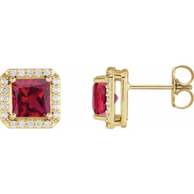 1.6Ct Lab-grown and Natural Diamond Halo Earrings in 14K Yellow Gold