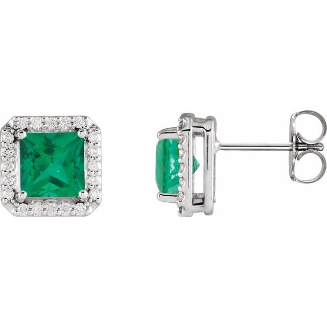 1.6Ct Emerald-Cut Lab-grown and Natural Diamond Halo Earrings in 14K Rose Gold
