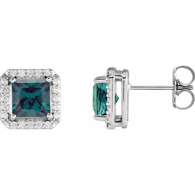 1.6Ct Lab-grown and Natural Diamond Halo Earrings in 14K Yellow Gold