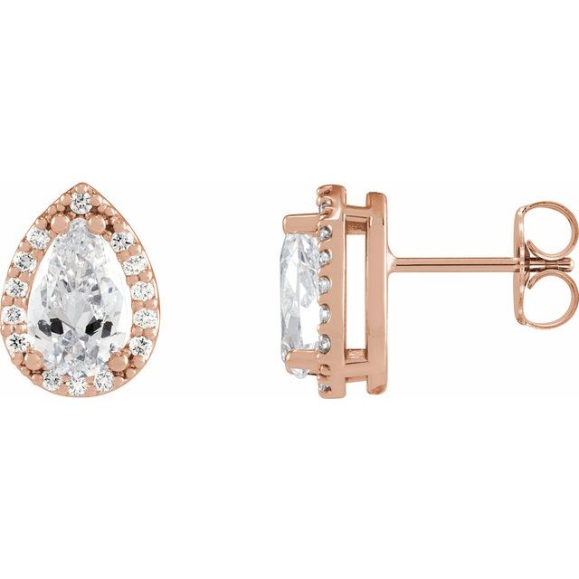 1.10Ct Lab-grown and Natural Diamond Halo Earrings in 14K White Gold