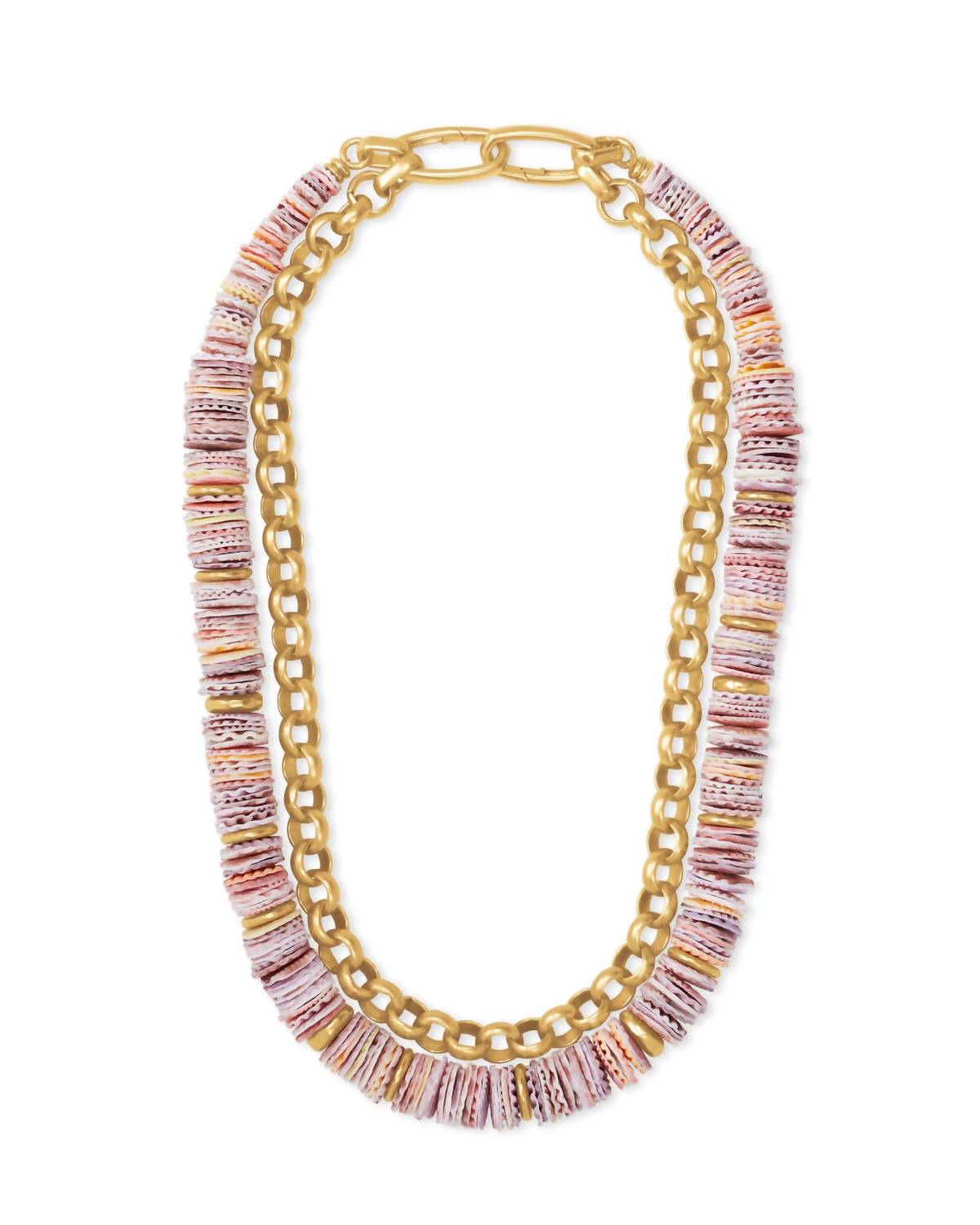 Lila Multi Strand Necklace In Vintage Gold/pastel Shells