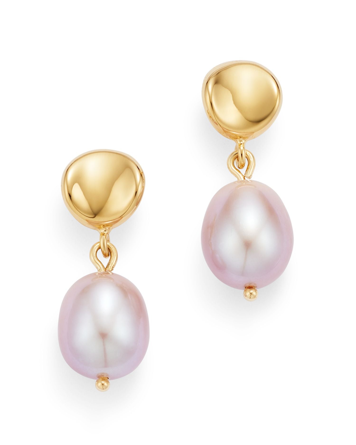 Cultured Freshwater Pink Pearl Drop Earrings in 14K Yellow Gold - Exclusive