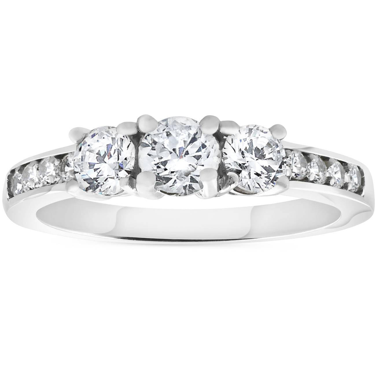 1ct 3-stone Diamond Engagement Ring 14K White Gold