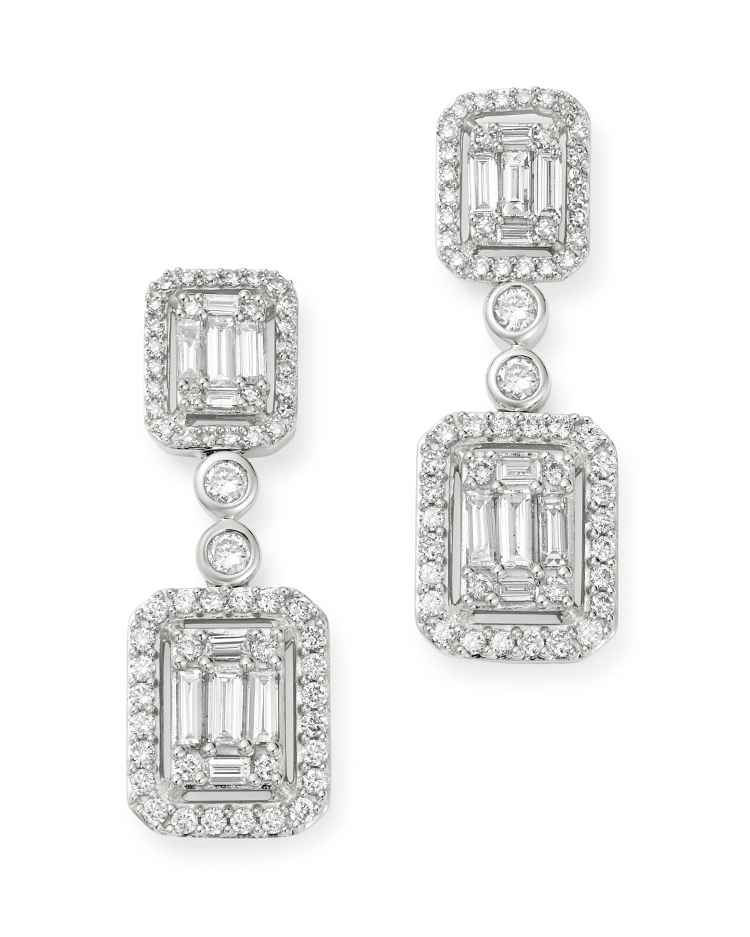 Diamond Mosaic Drop Earrings in 14K White Gold, 2.0 ct. t.w. - Exclusive