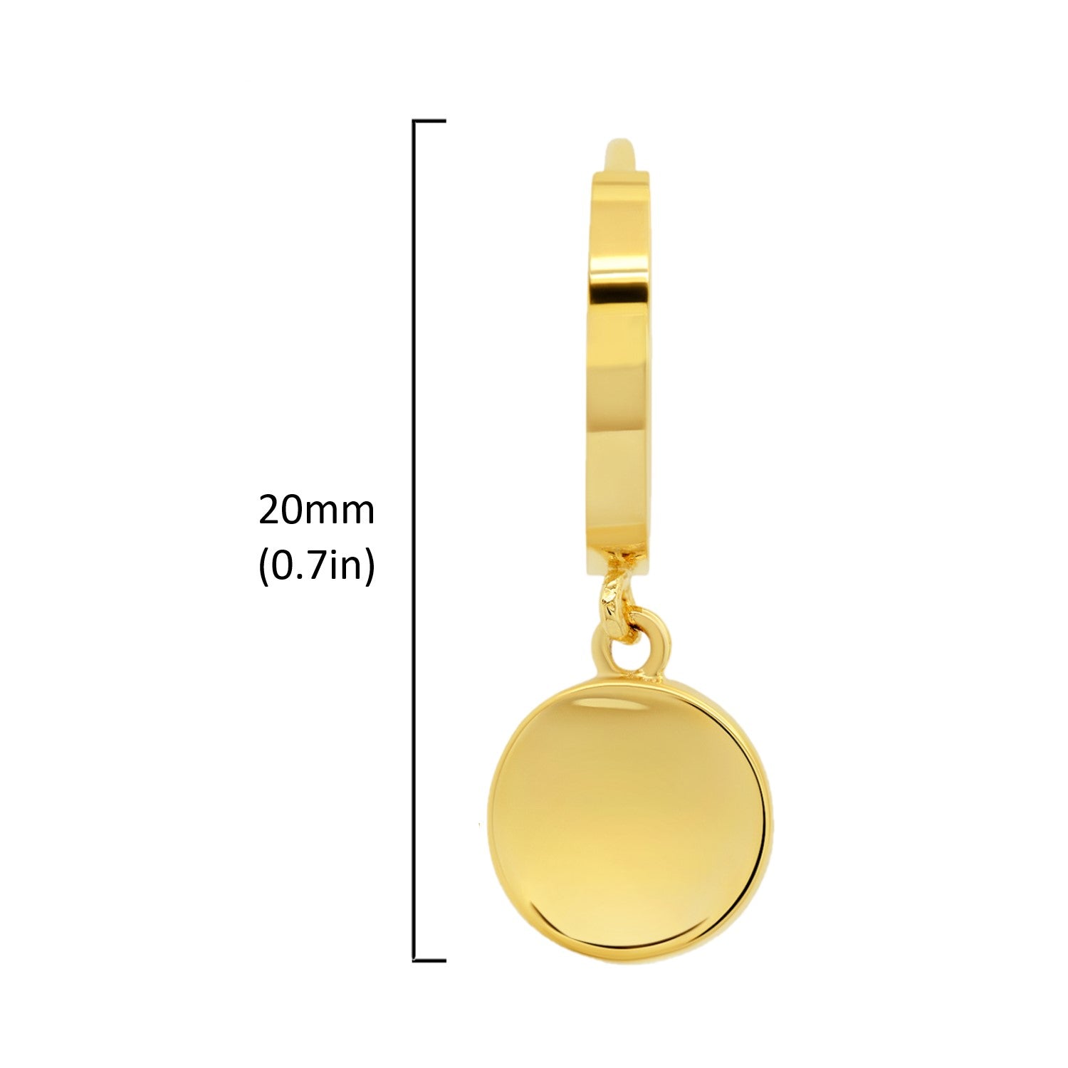 14k Yellow Gold Small Huggie Hoop Earrings with Round Plates