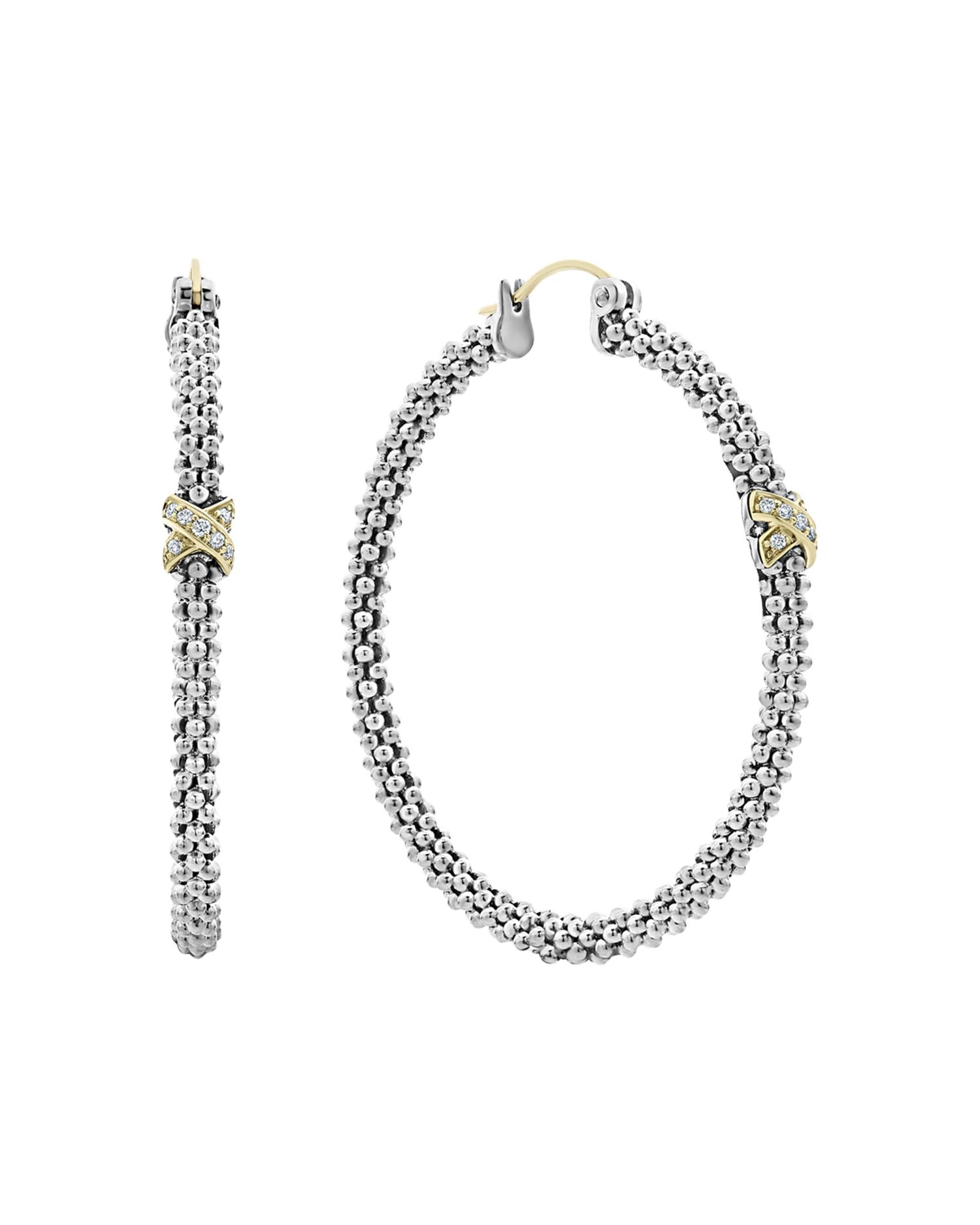 Sterling Silver & 18K Yellow Gold Embrace Diamond Hoop Earrings