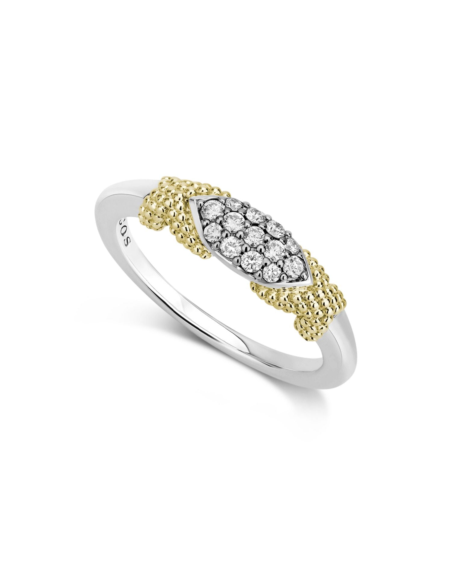 Sterling Silver & 18K Yellow Gold Caviar Lux Diamond Ring