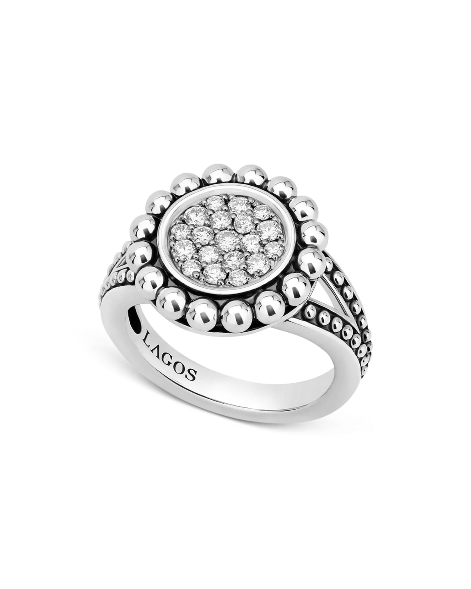 Sterling Silver Caviar Spark Diamond Ring