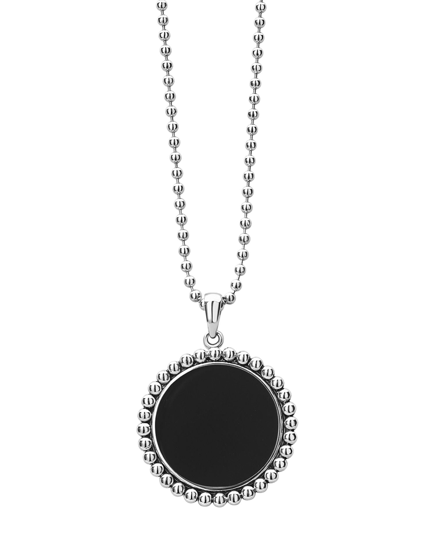 Sterling Silver Maya Black Onyx Circle Pendant Necklace, 34'